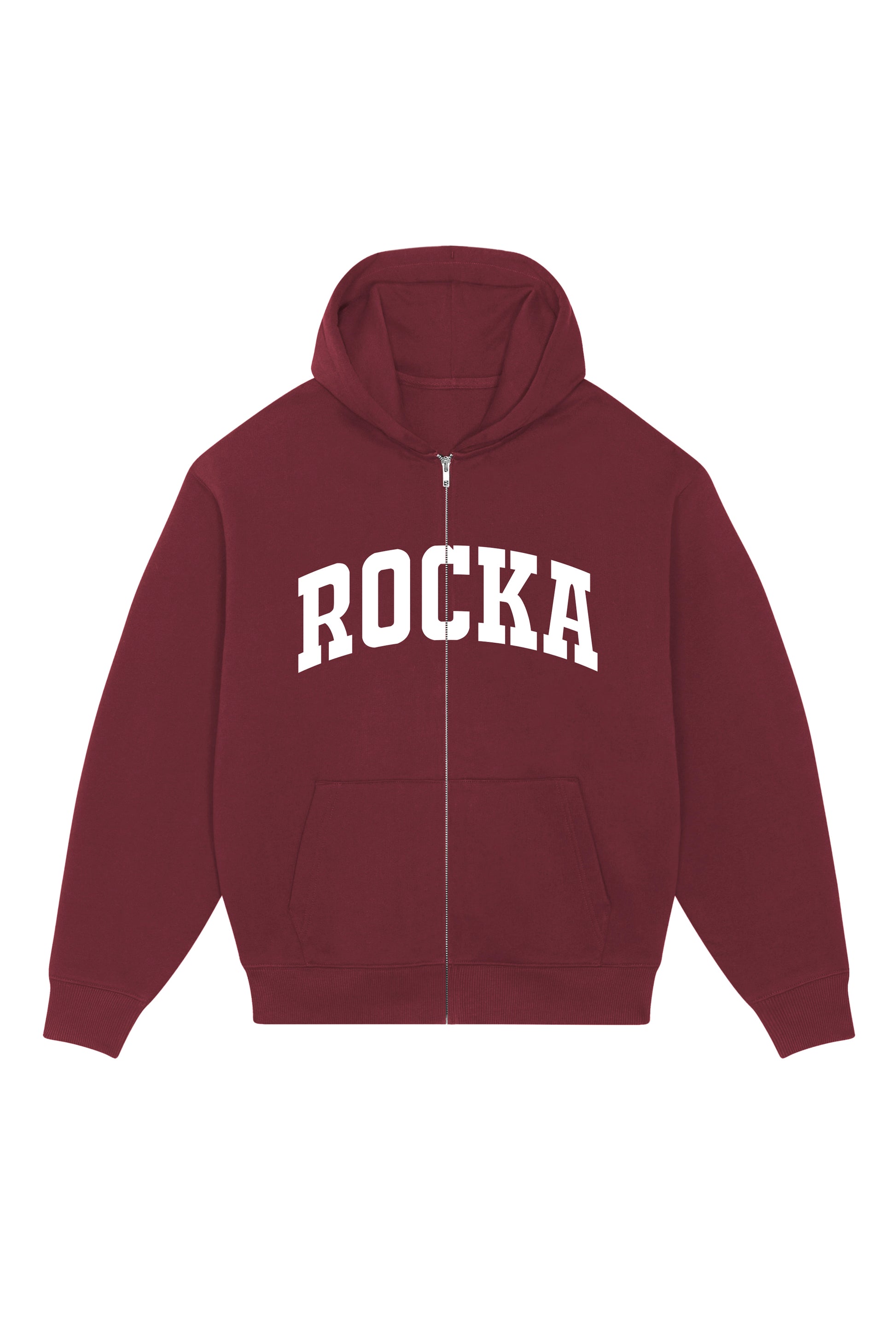 Burgundy Varsity Oversized Zip Hoodie