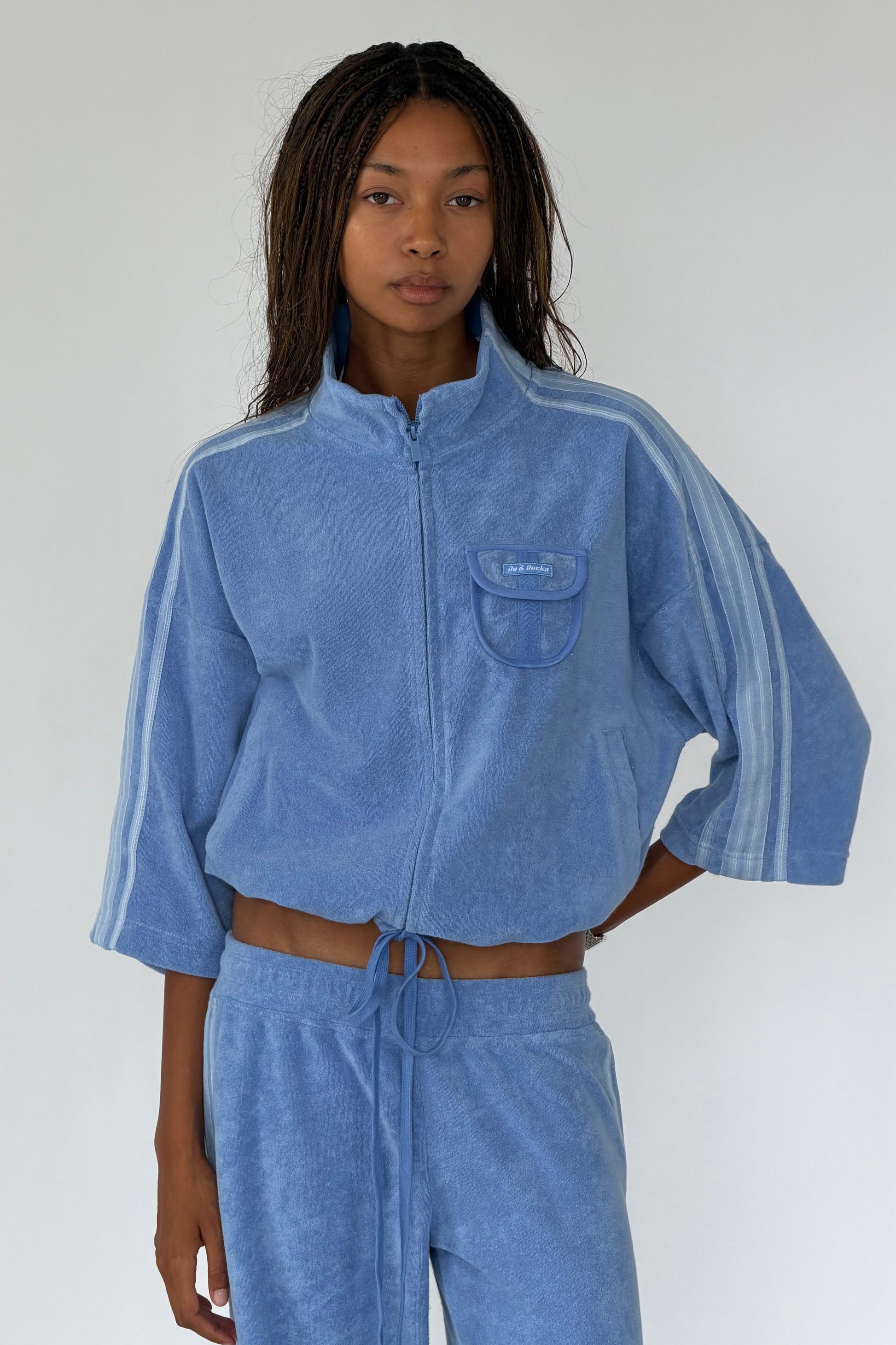 Vintage Washed Blue Towelling Jacket