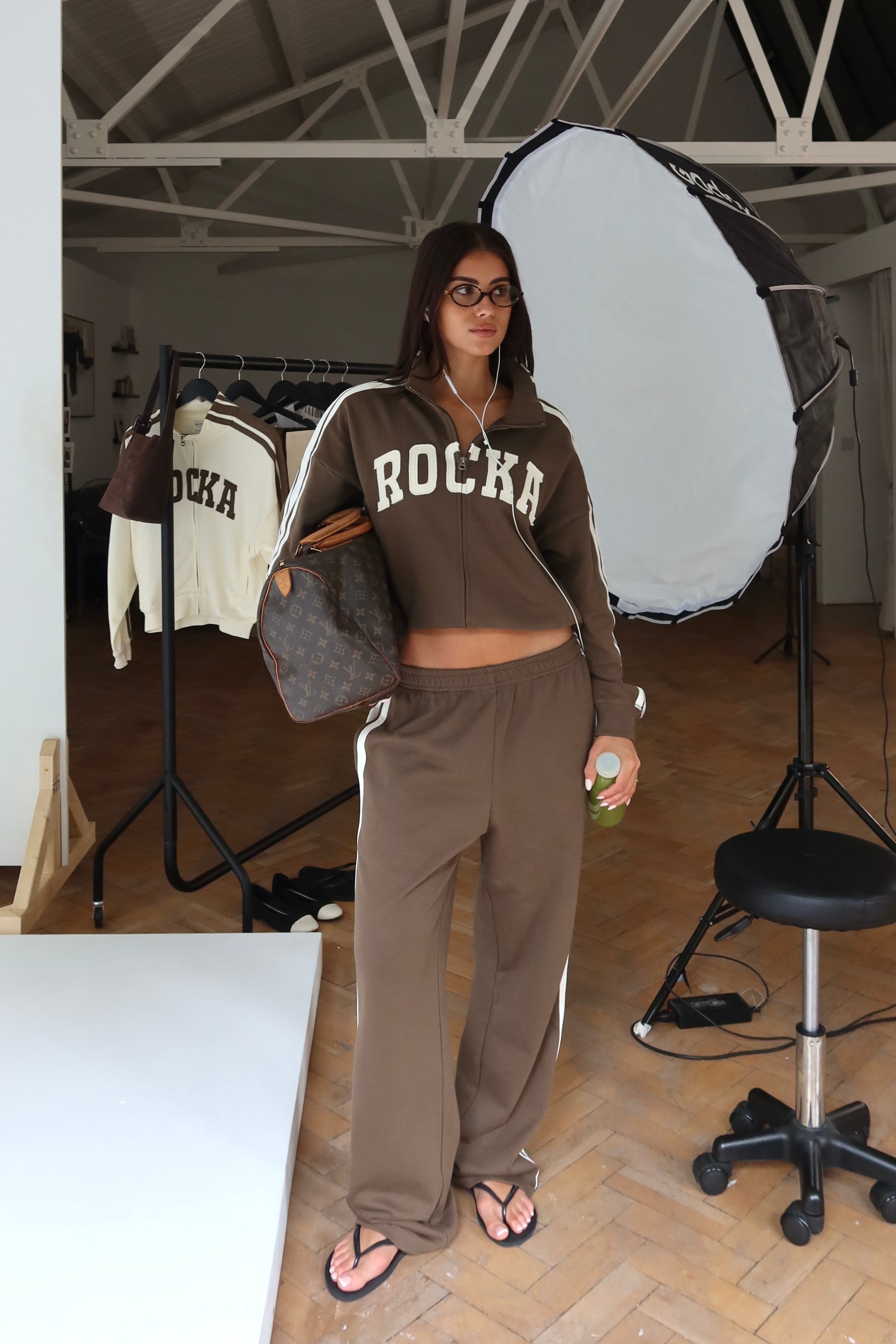 City Stripes Brown Straight Leg Joggers