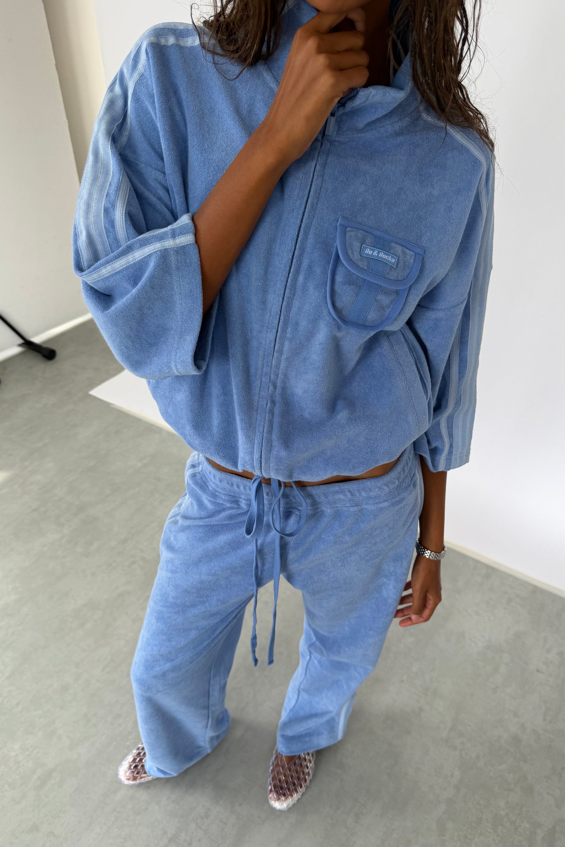 Vintage Washed Blue Towelling Pants