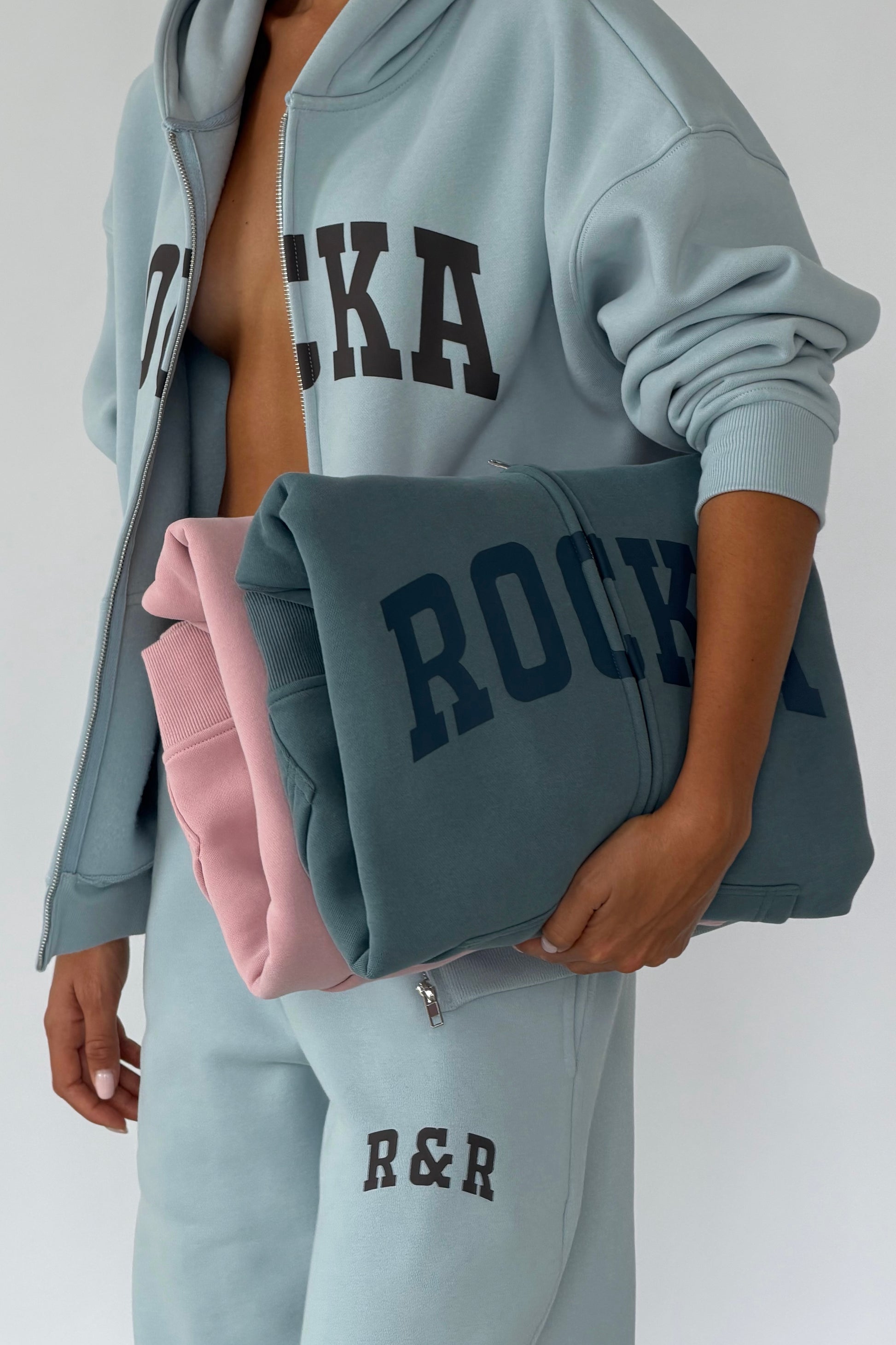 Dusk Blue Varsity Zip Hoodie