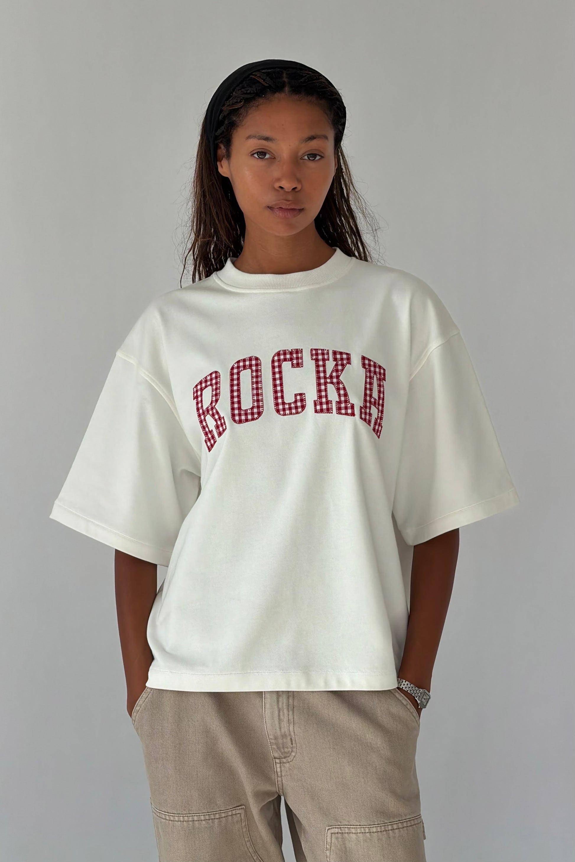 Off White Oversized Rocka Gingham Tee