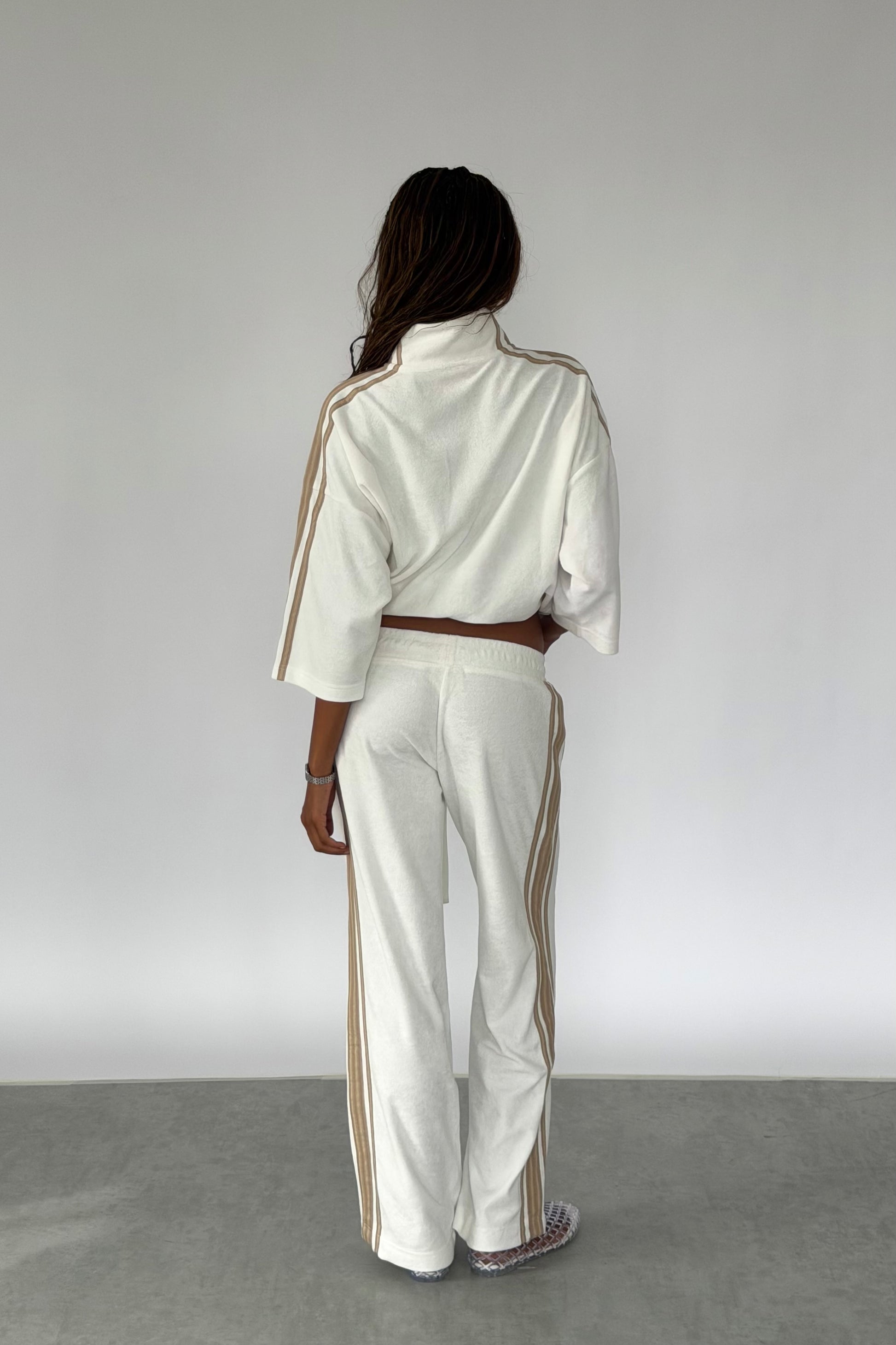 Vintage White & Tan Towelling Pants