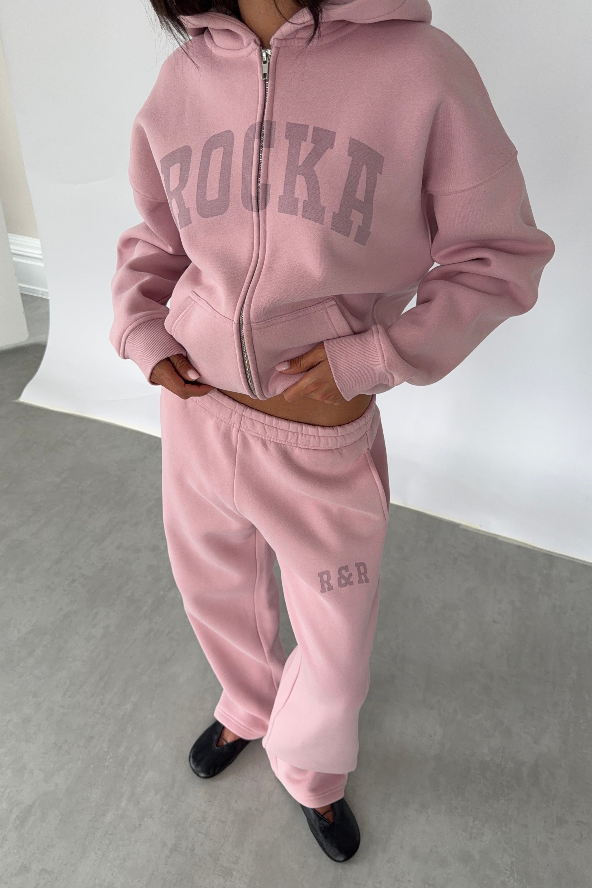 Dusk Pink Varsity Zip Hoodie