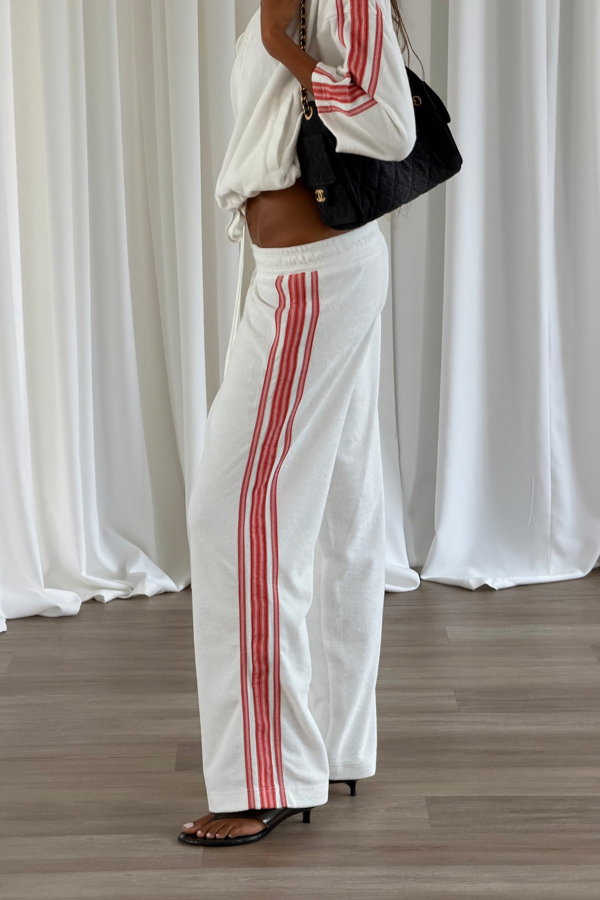 Vintage White & Red Towelling Pants