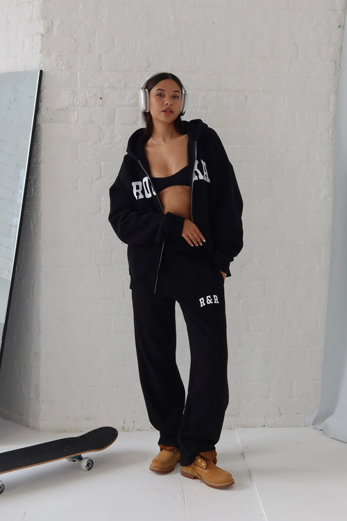 Black Varsity Straight Leg Joggers