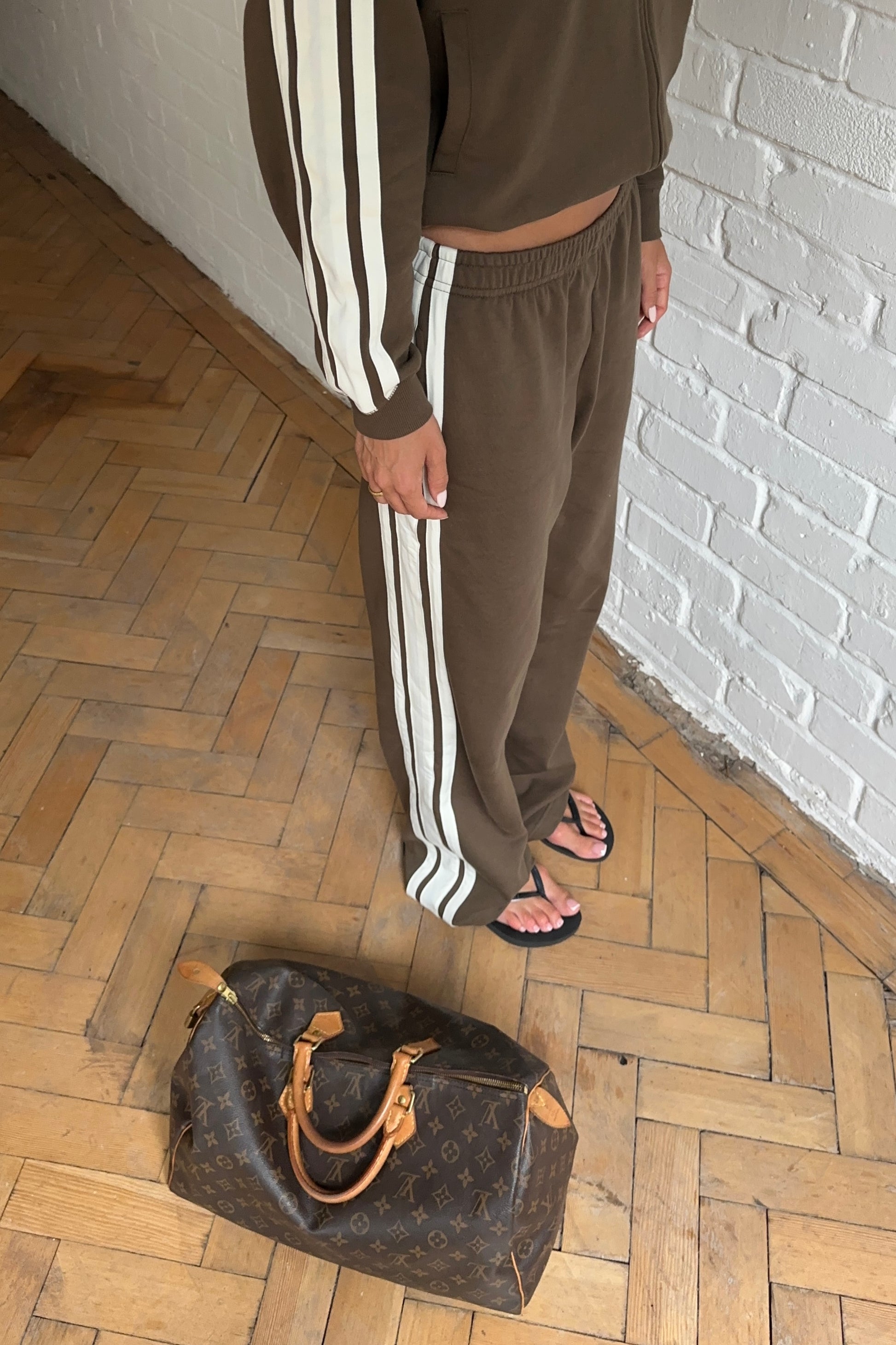 City Stripes Brown Straight Leg Joggers