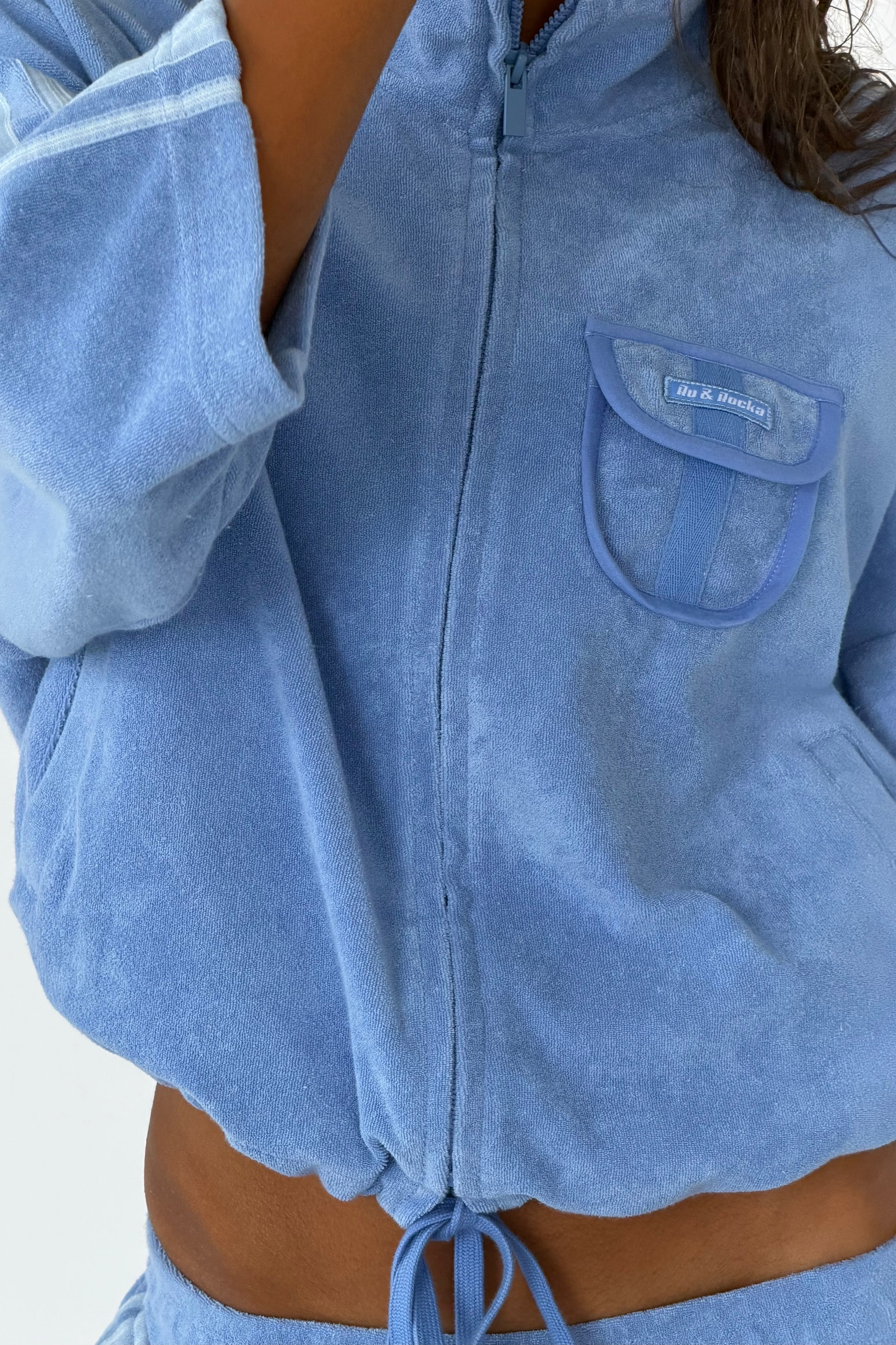 Vintage Washed Blue Towelling Jacket