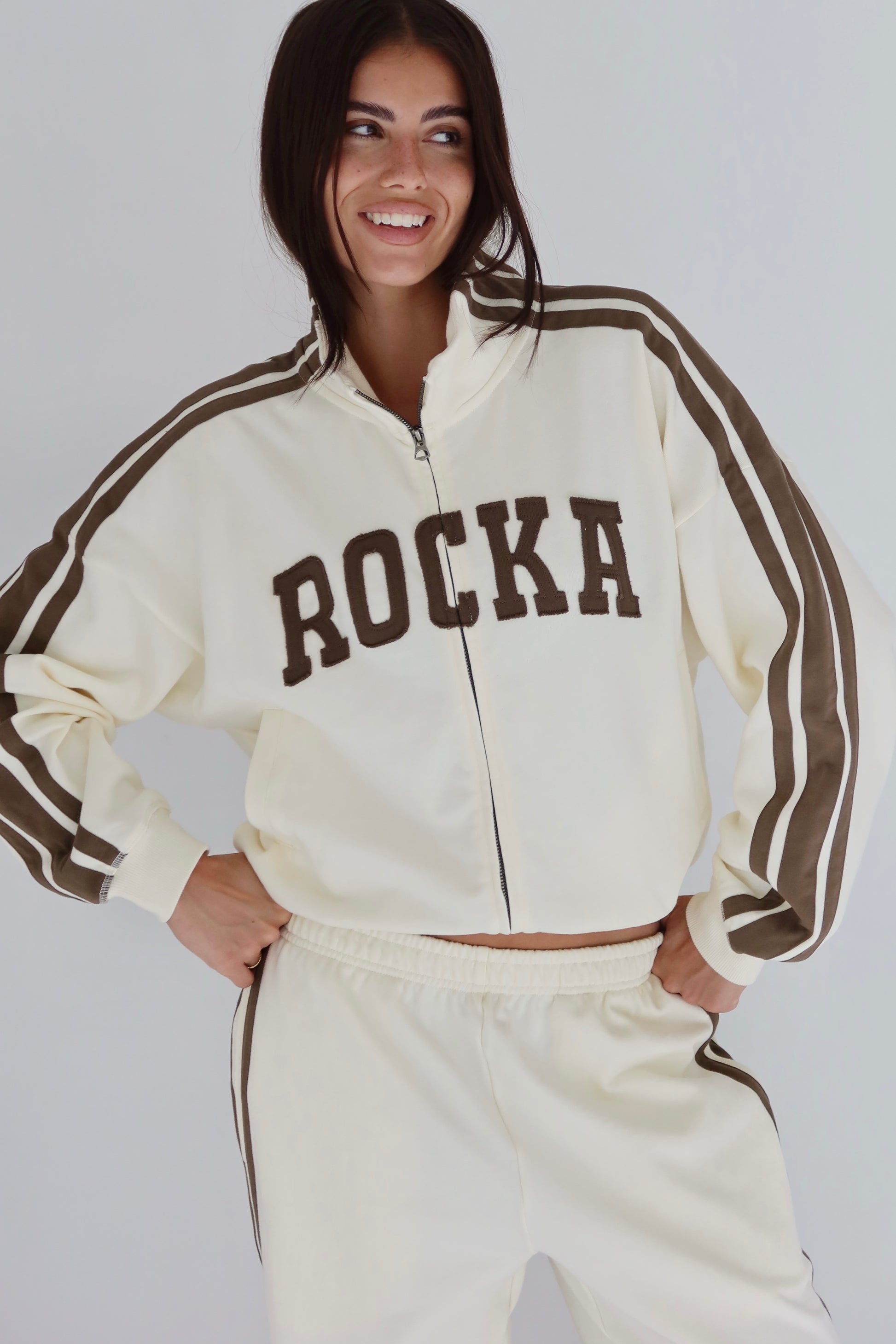City Stripes Cream  Zip Jacket