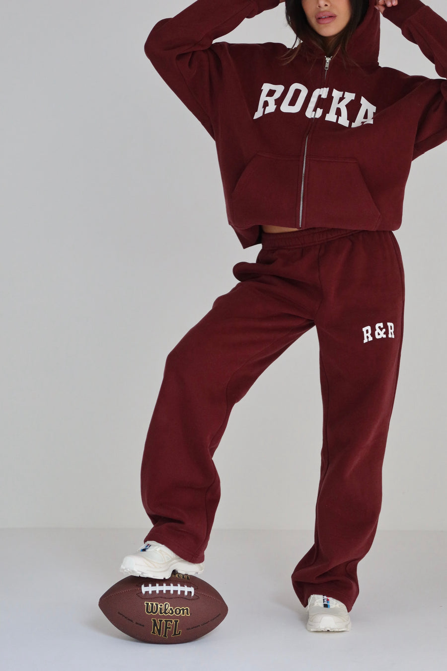 Burgundy Varsity Straight Leg Joggers