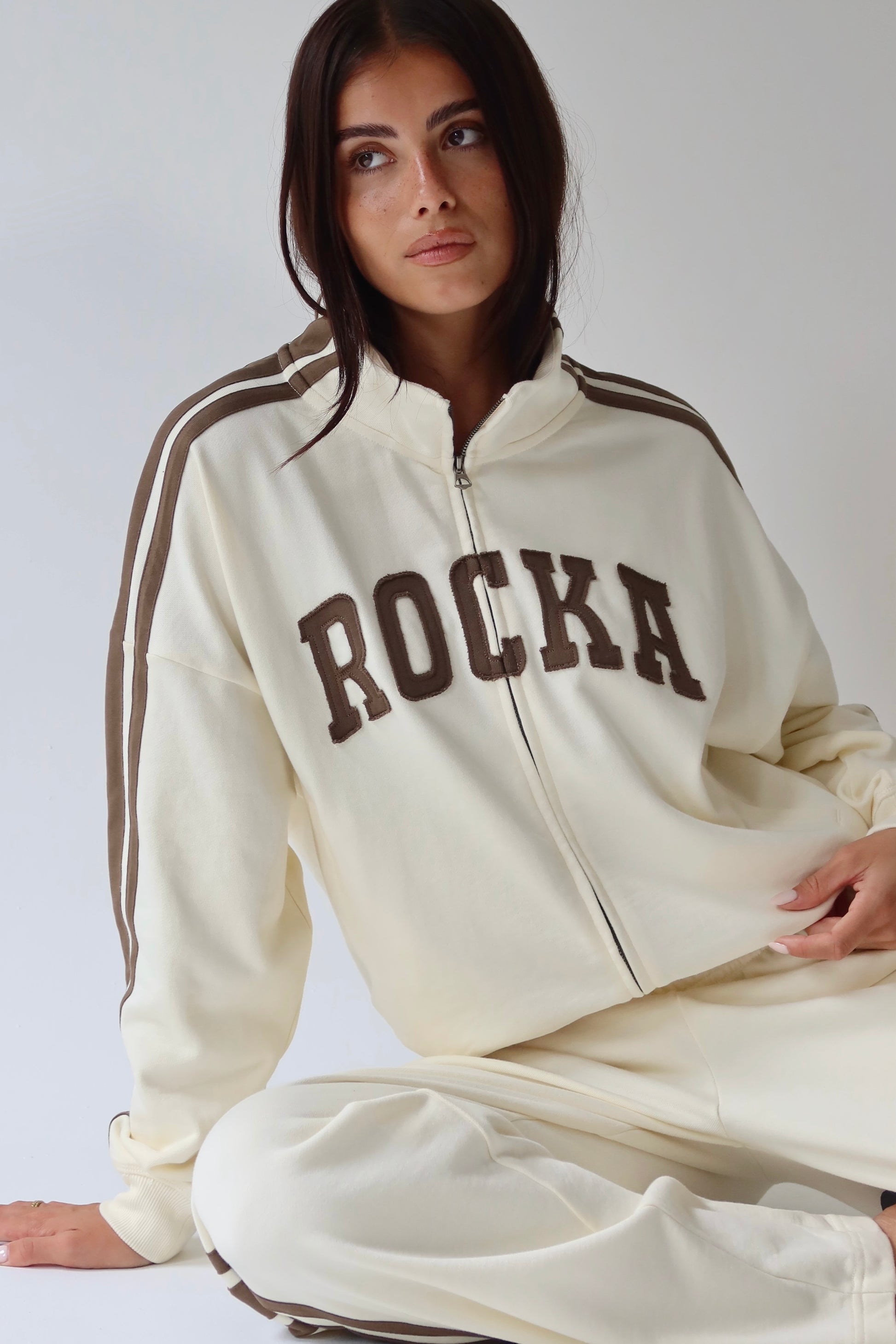 City Stripes Cream  Zip Jacket