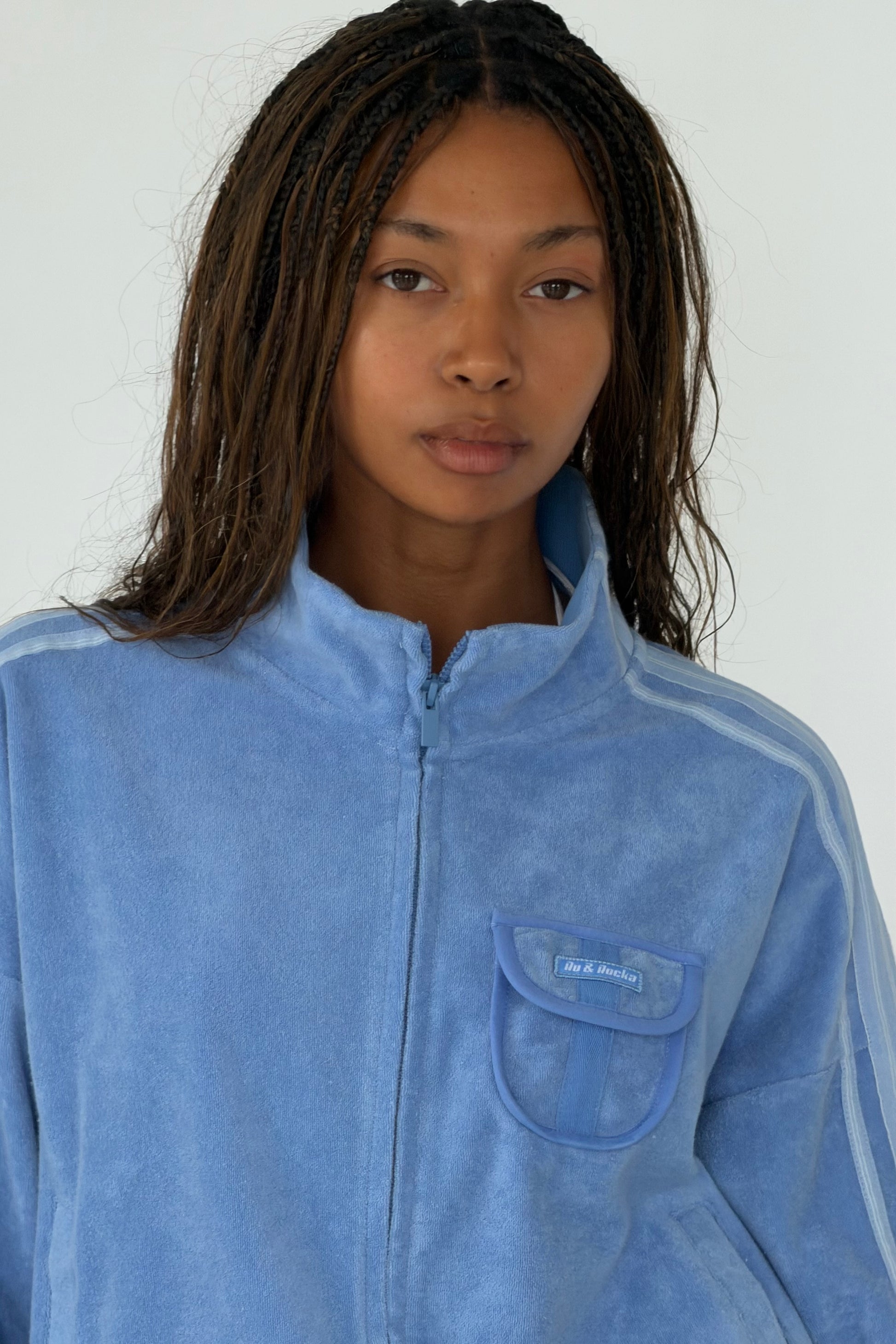 Vintage Washed Blue Towelling Jacket