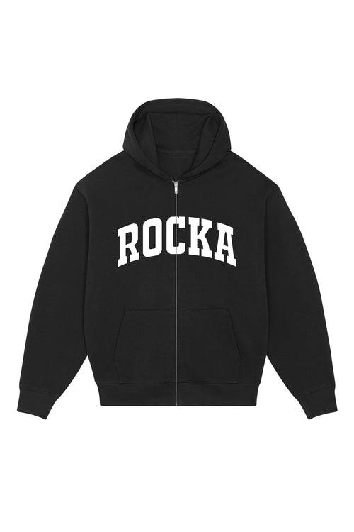Black Varsity Oversized Zip Hoodie