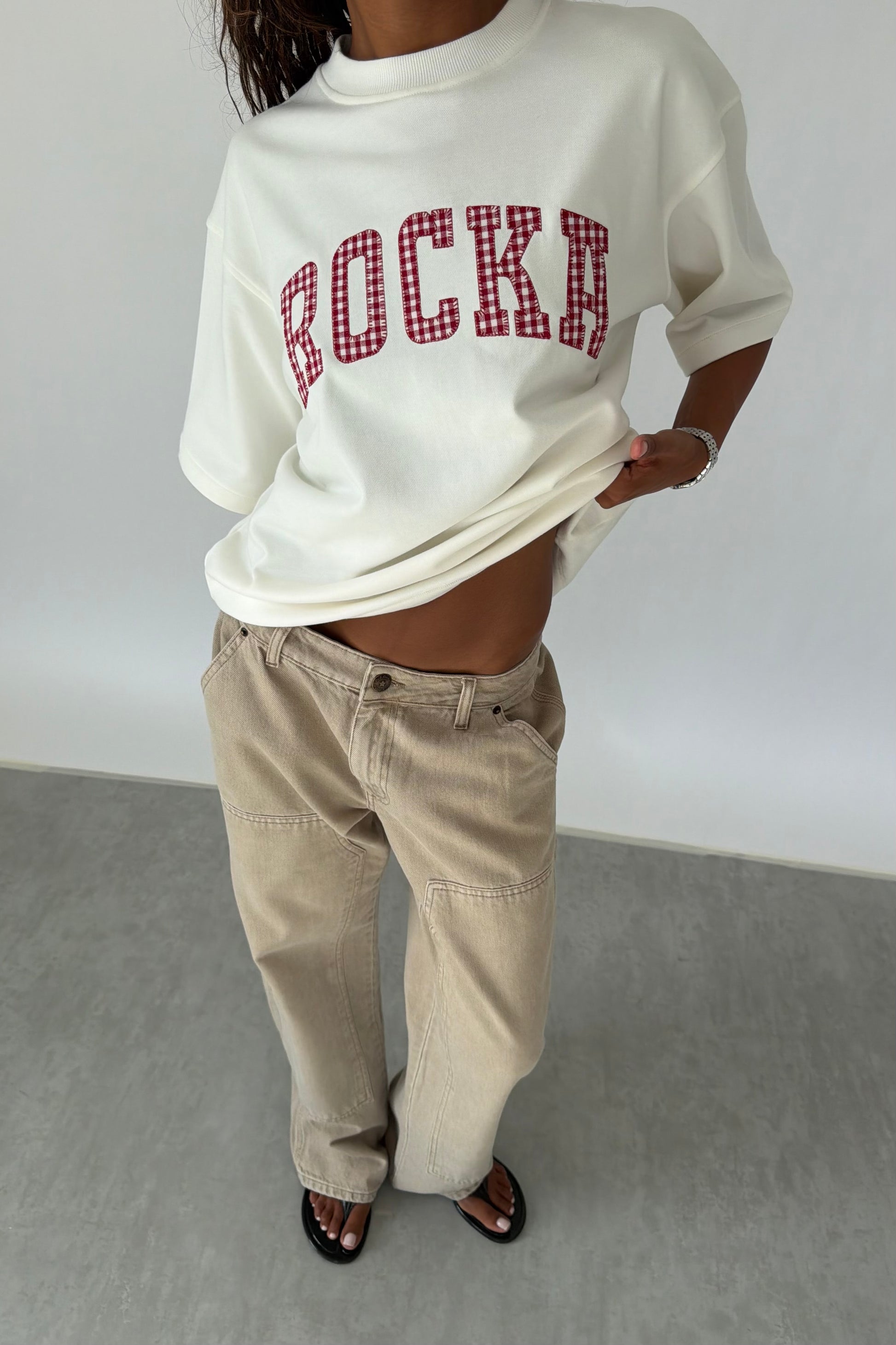 Off White Oversized Rocka Gingham Tee