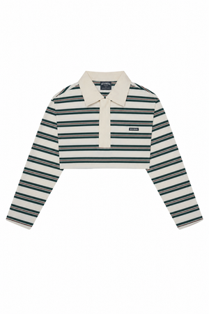 Western Cropped Cream Striped Polo