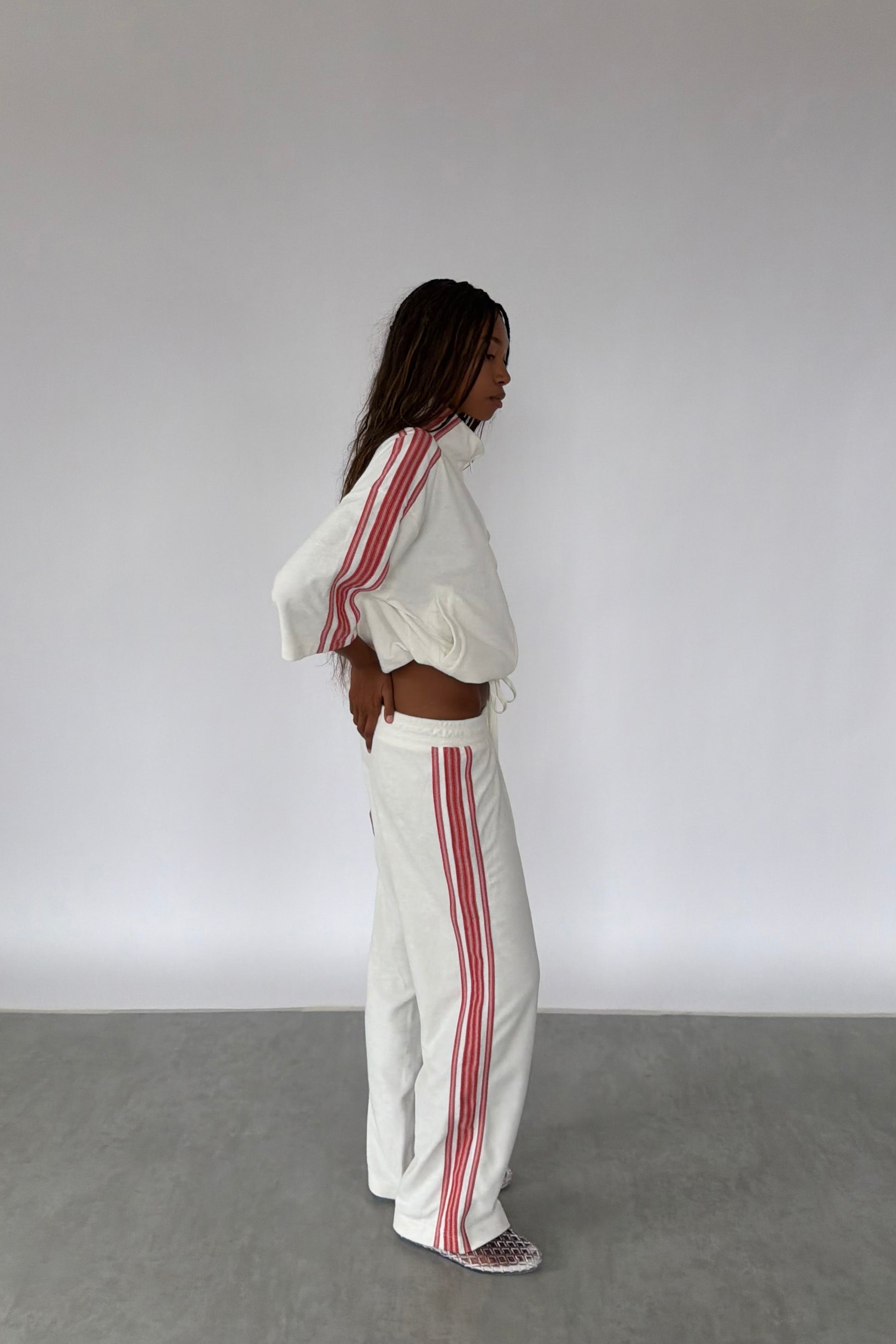 Vintage White & Red Towelling Jacket