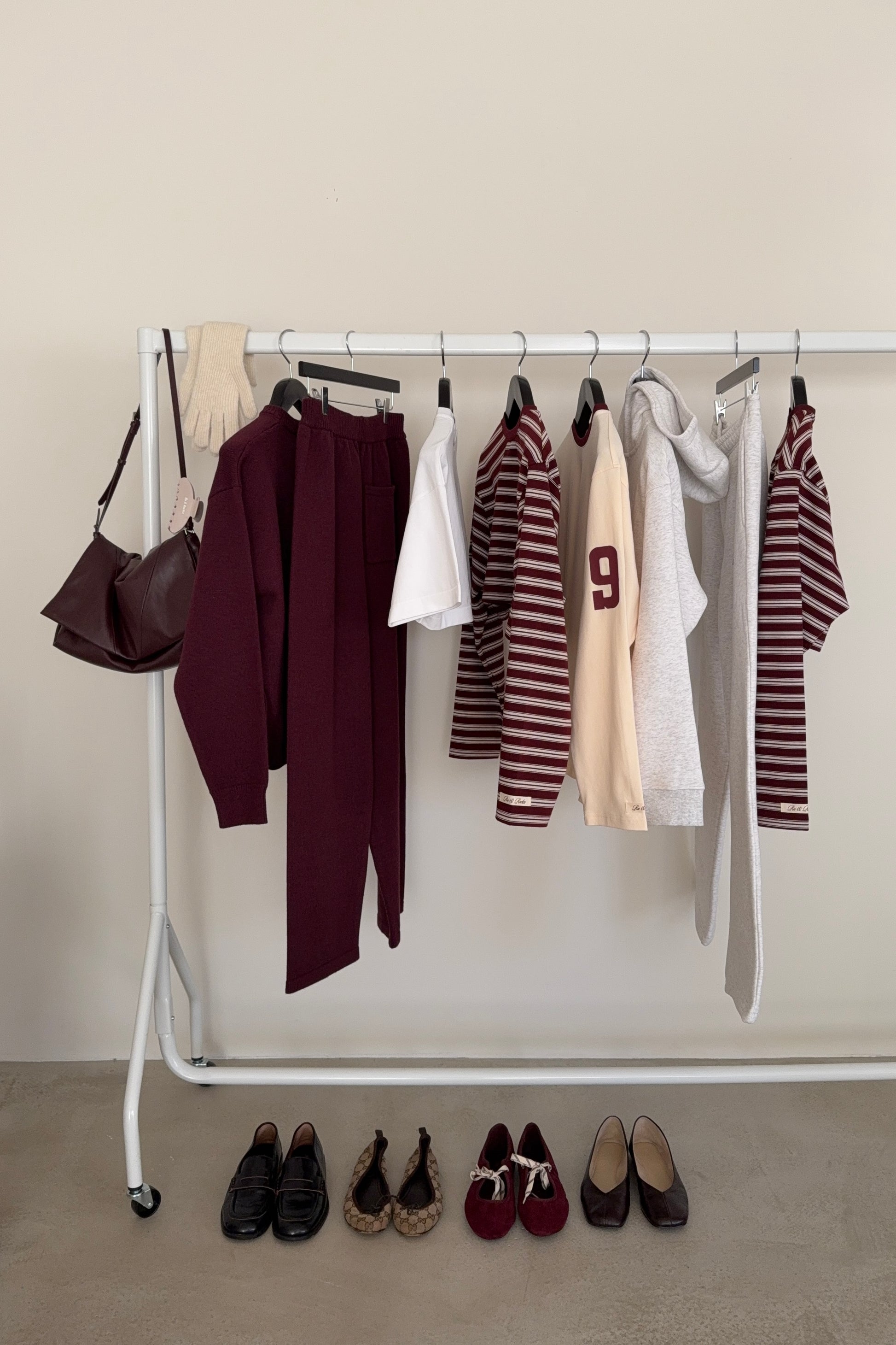 Cropped Burgundy Striped Tee