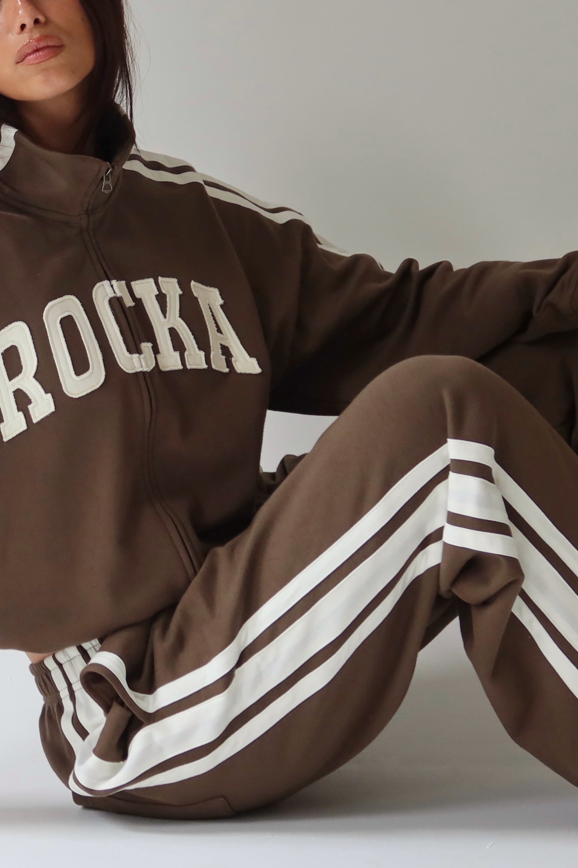 City Stripes Brown Straight Leg Joggers
