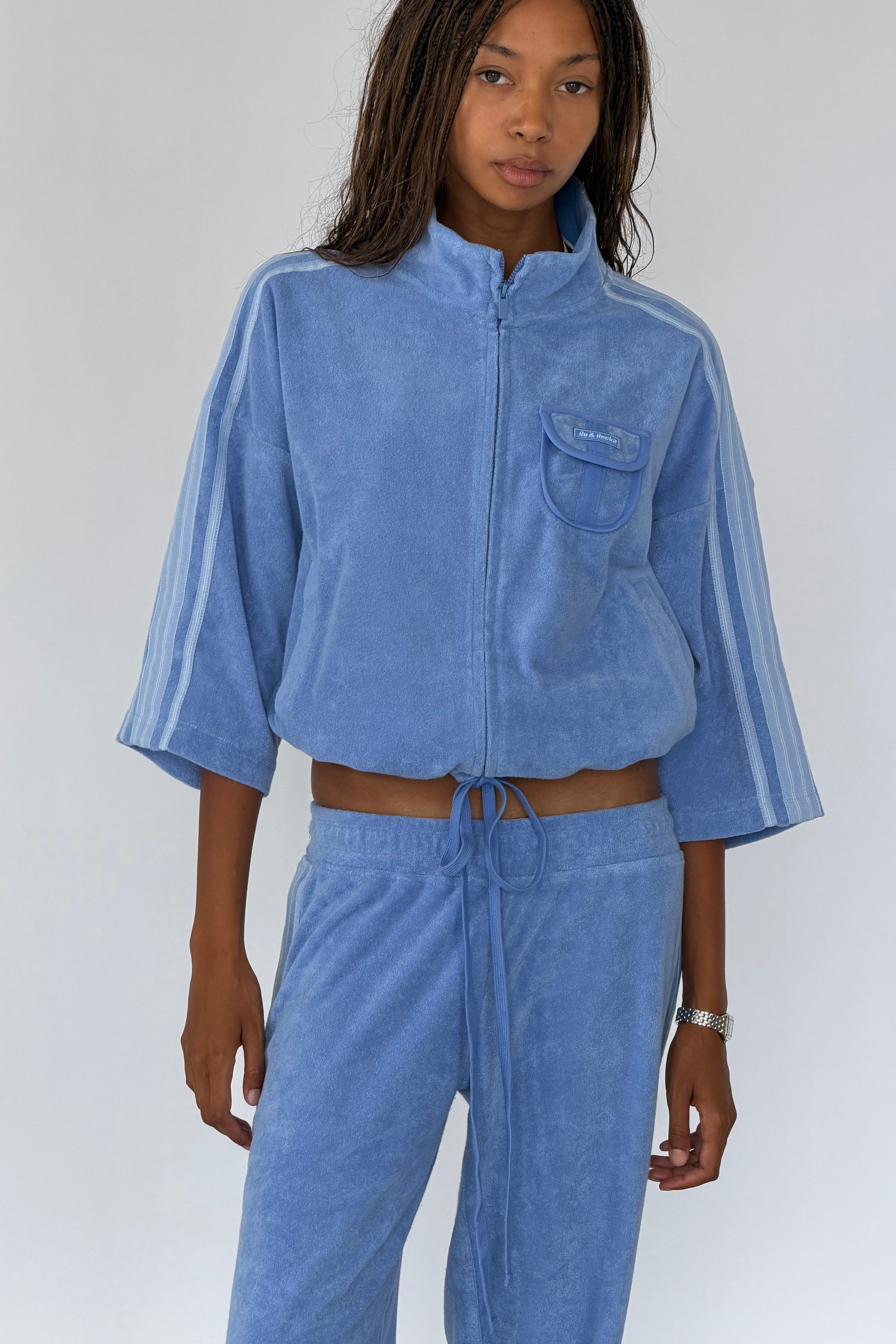 Vintage Washed Blue Towelling Jacket