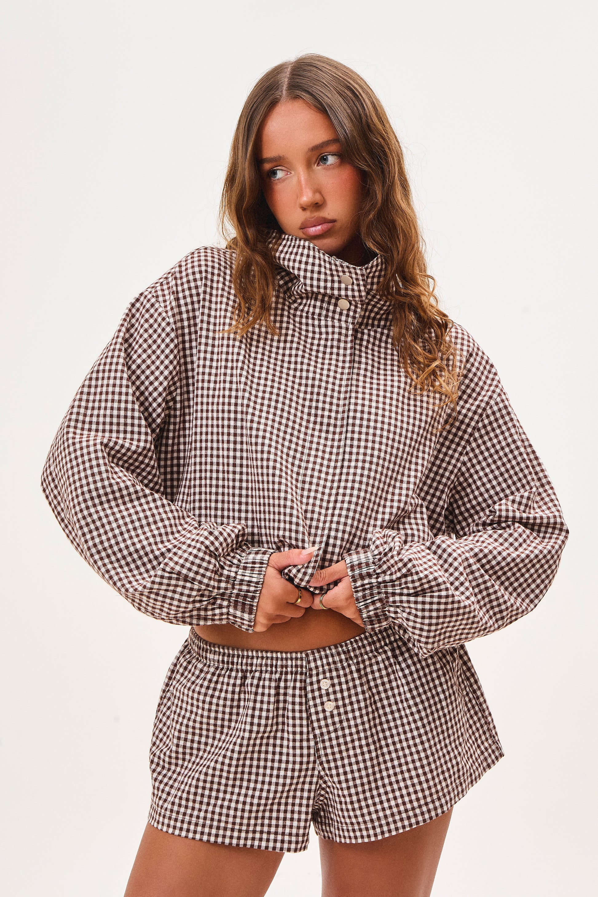 Gaia Brown Gingham Jacket