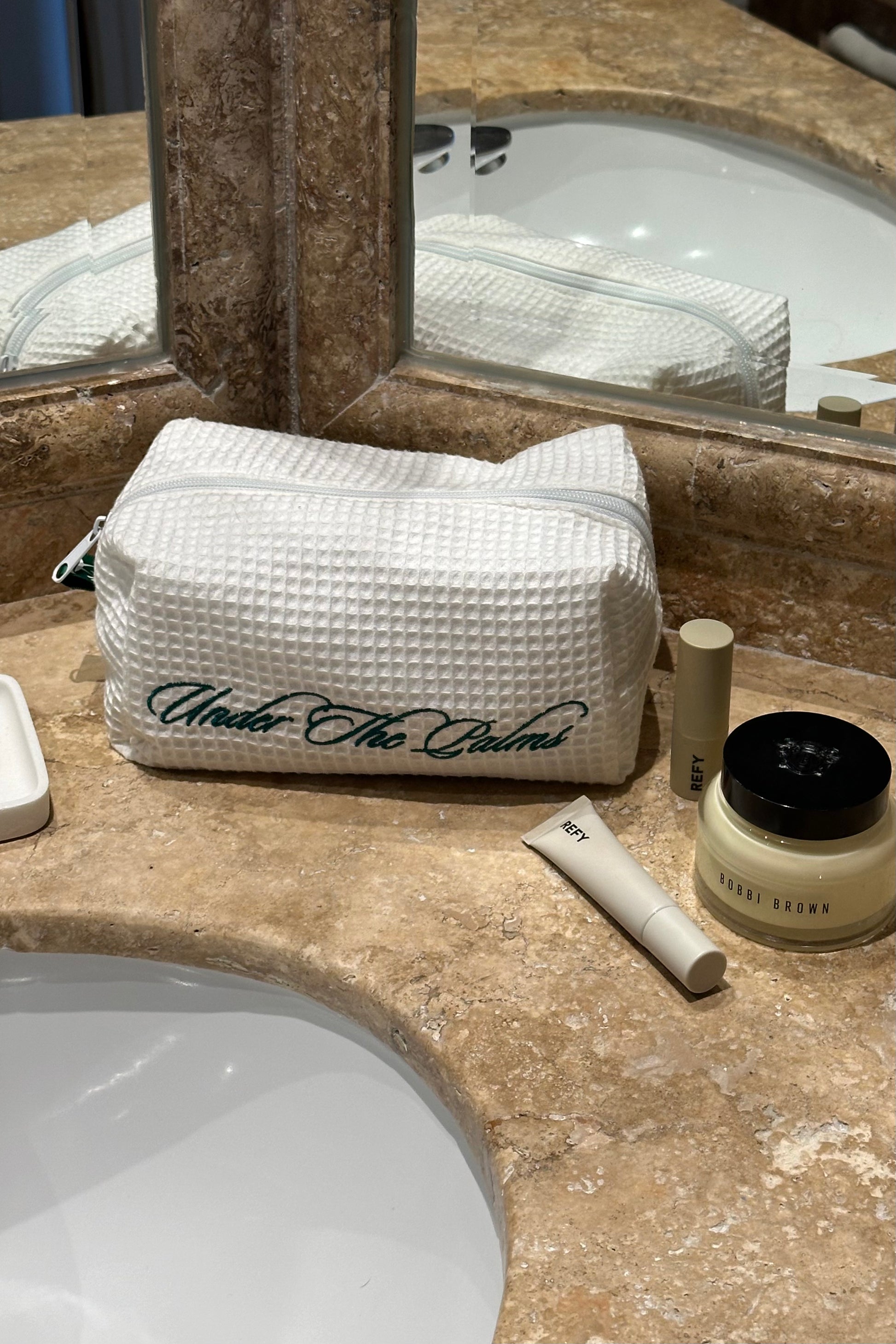 White Waffle Wash Bag
