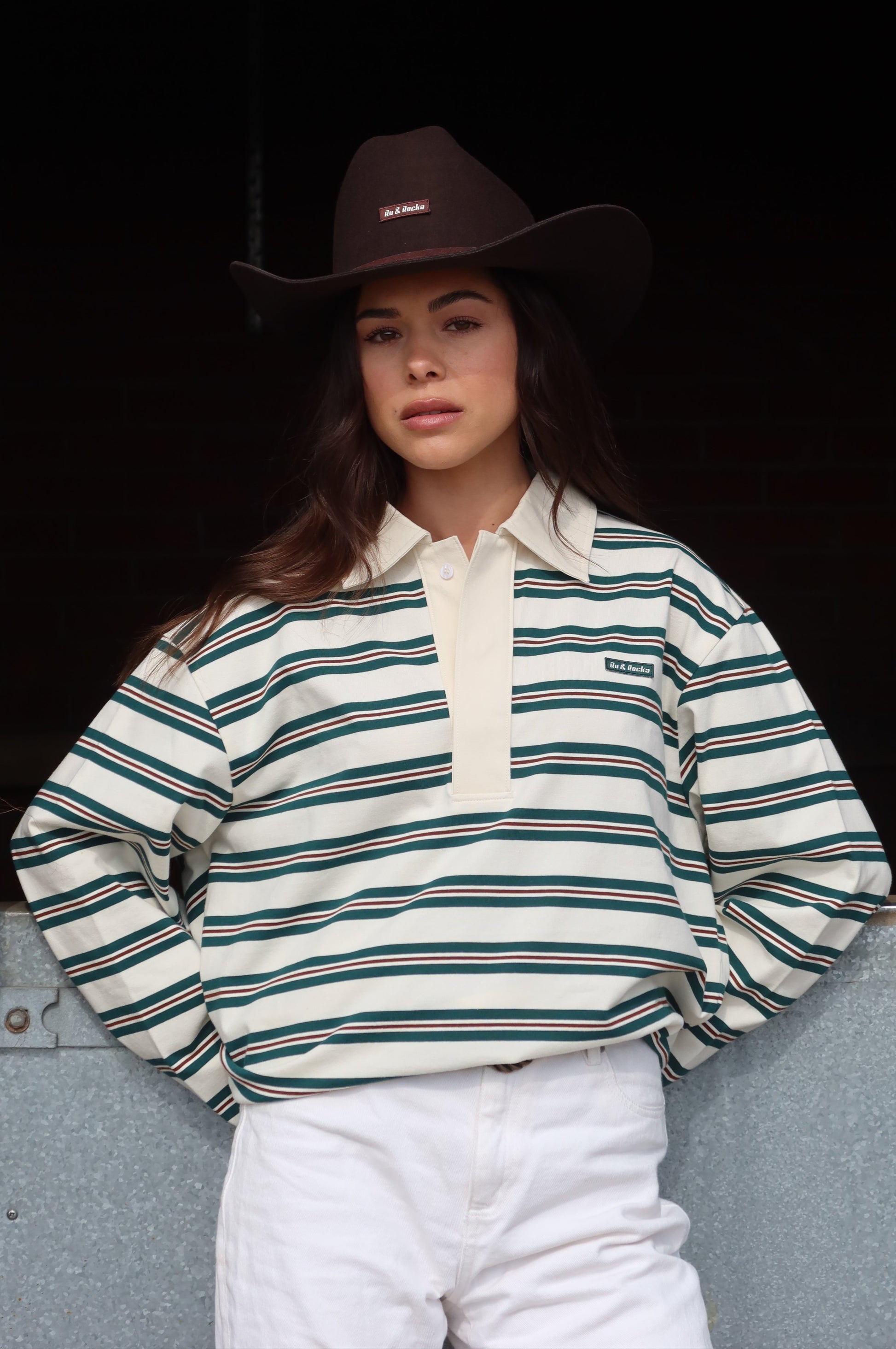 Western Cream Striped Polo