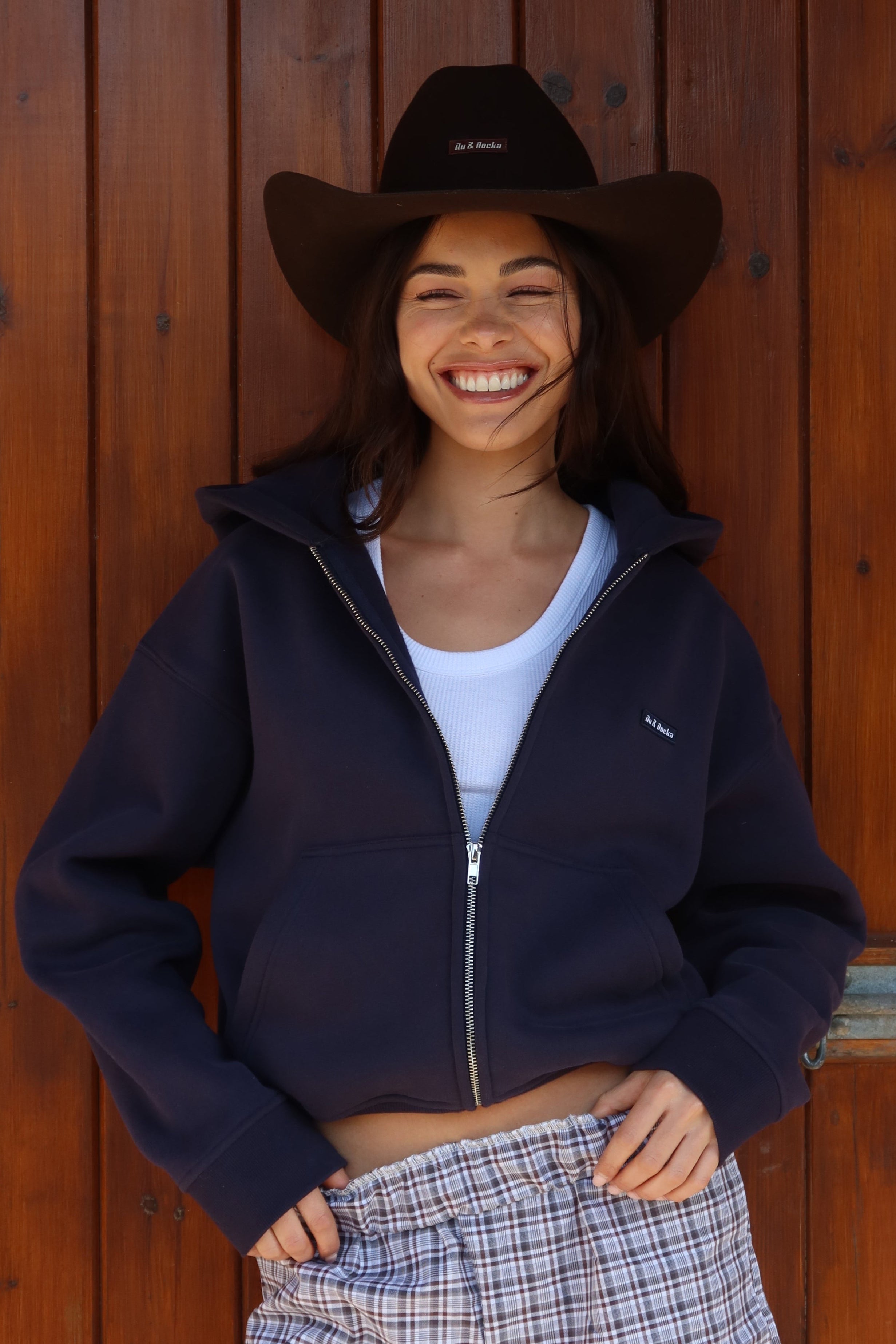 Midnight Navy Core Cropped Zip Hoodie – Ru and Rocka