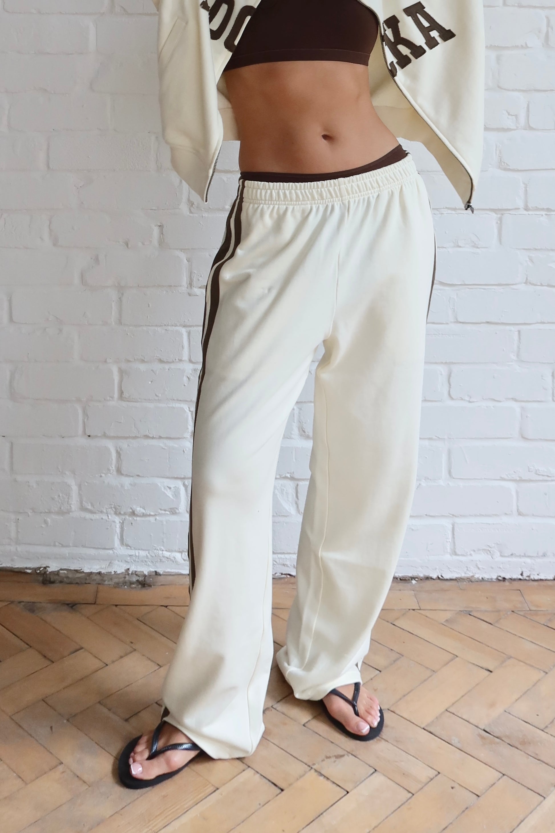 City Stripes Cream Straight Leg Joggers