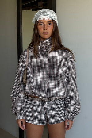 Gaia Brown Gingham Jacket