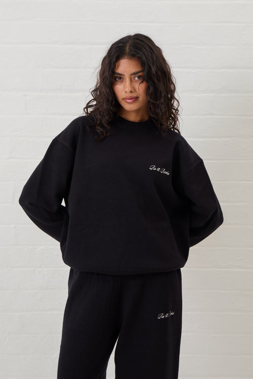 black knit sweater