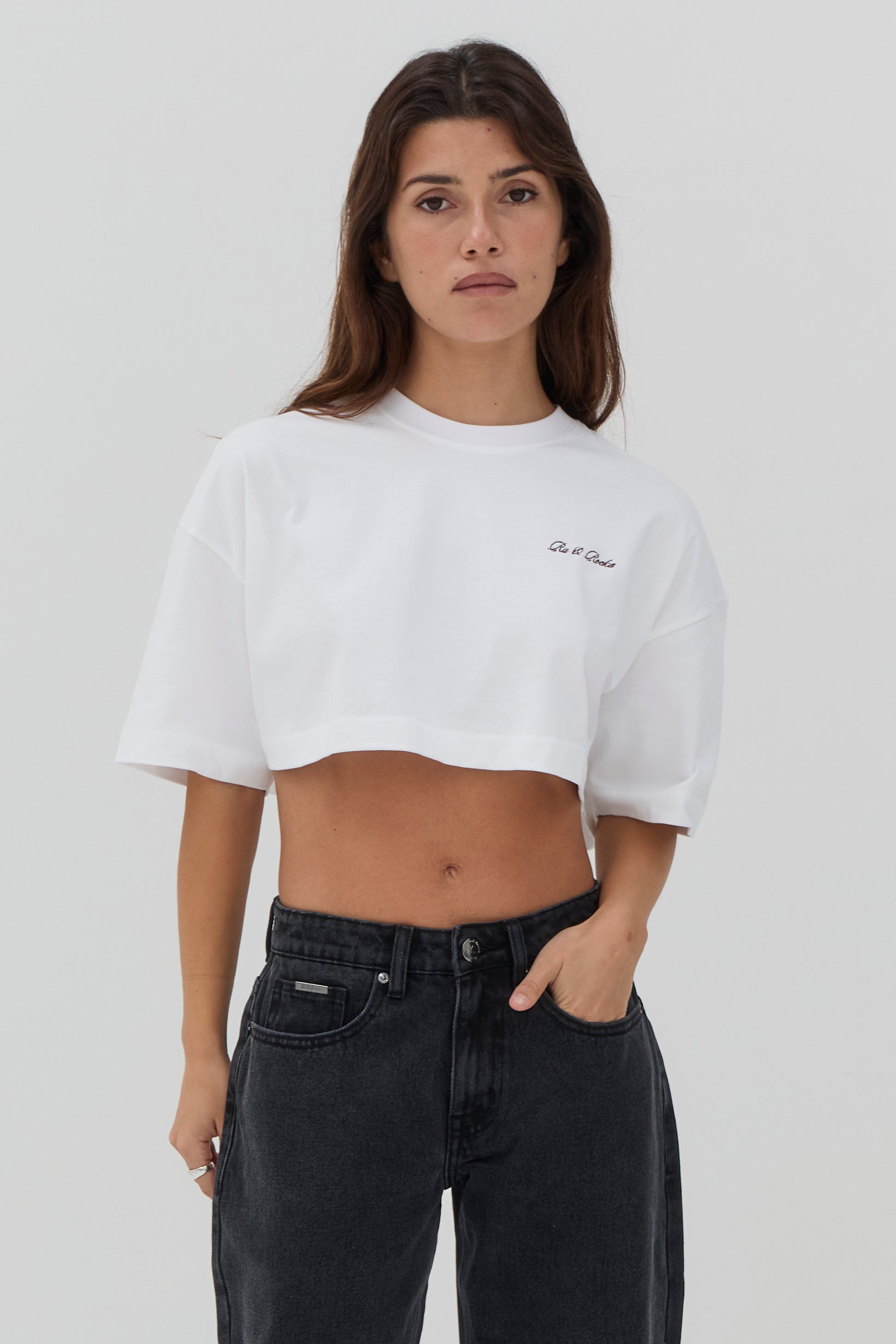 White Cropped Tee