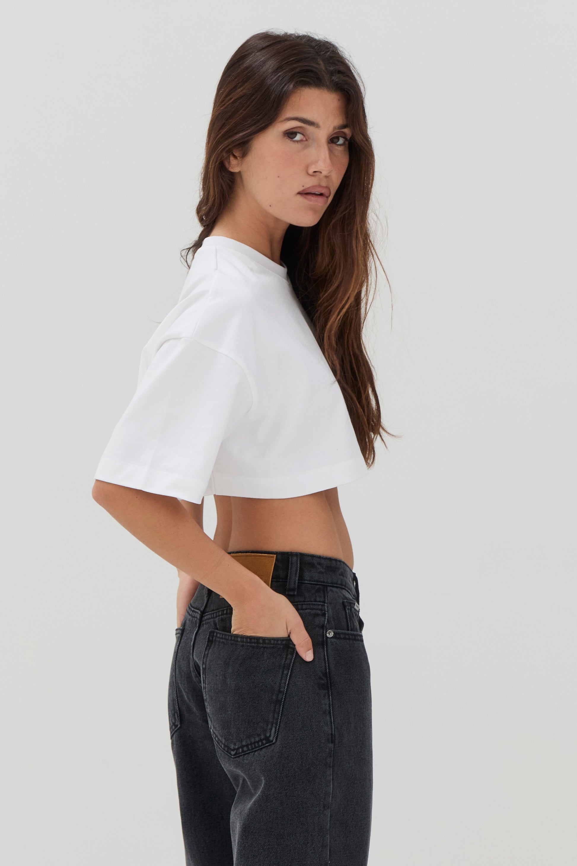 White Cropped Tee