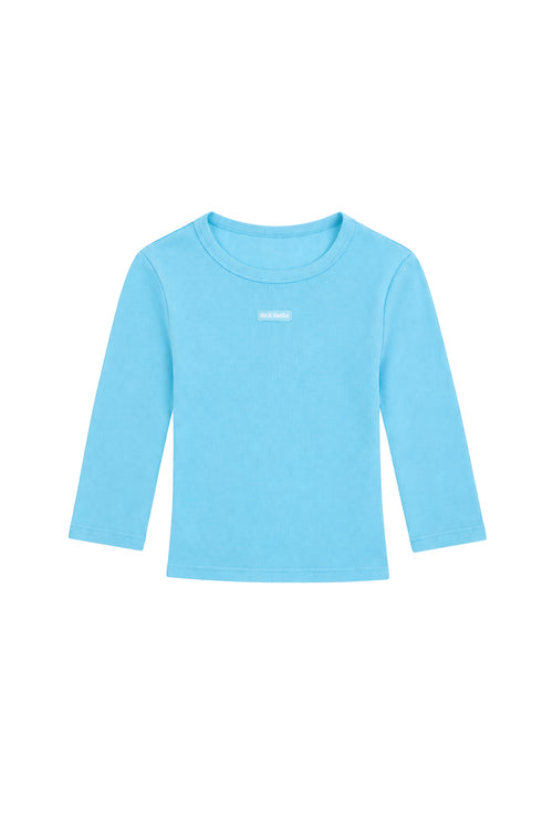 aqua crop sleeve ribbed top