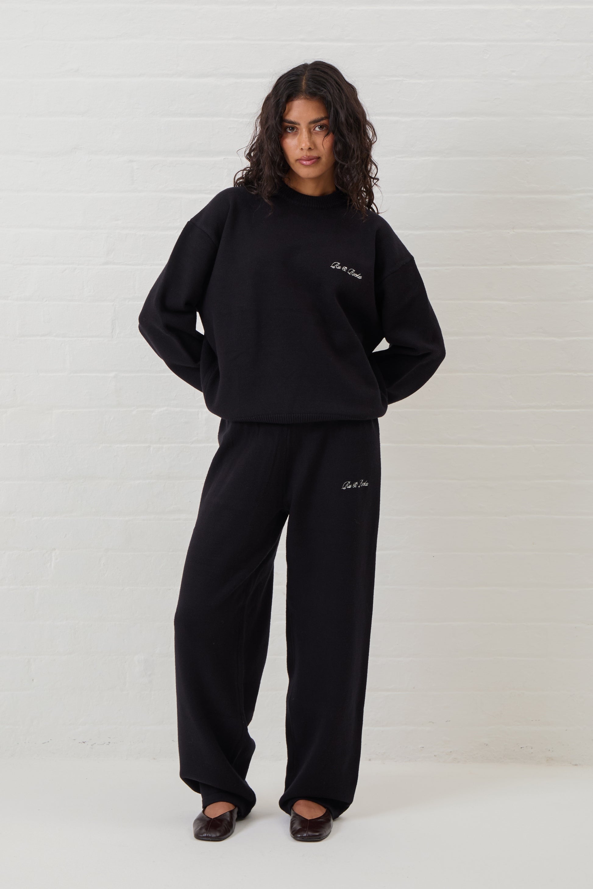 Black Knit Oversized Joggers