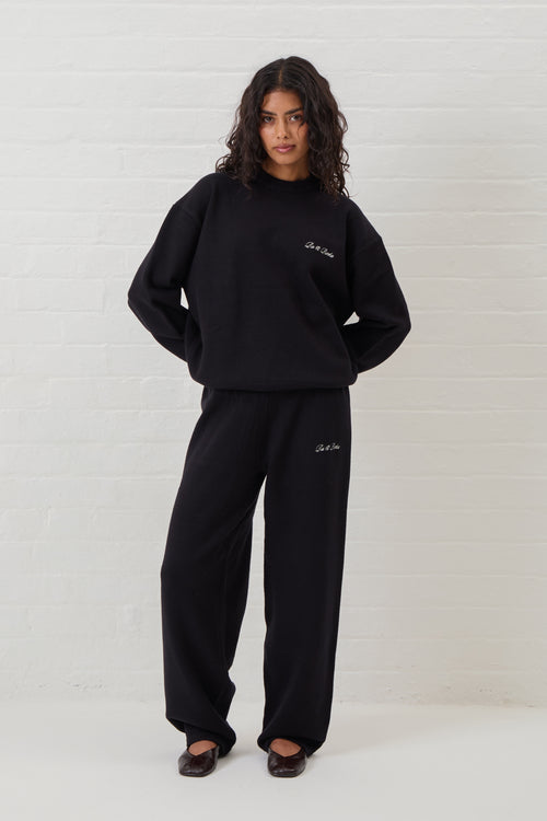 Black Knit Oversized Joggers