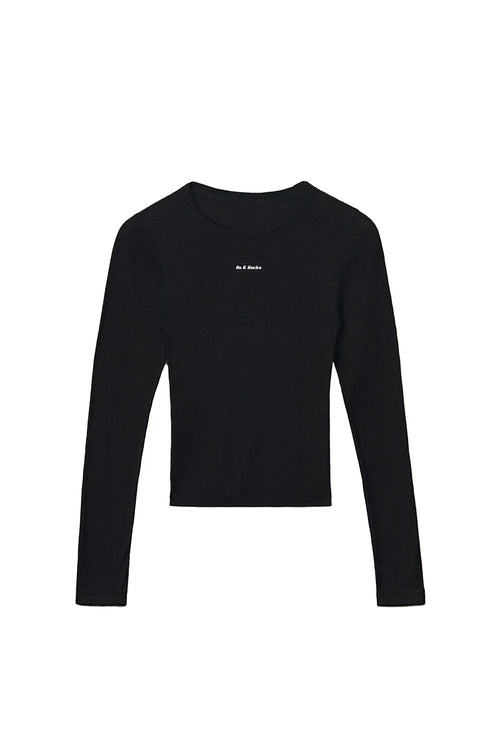 Black Long Sleeve Ribbed Top