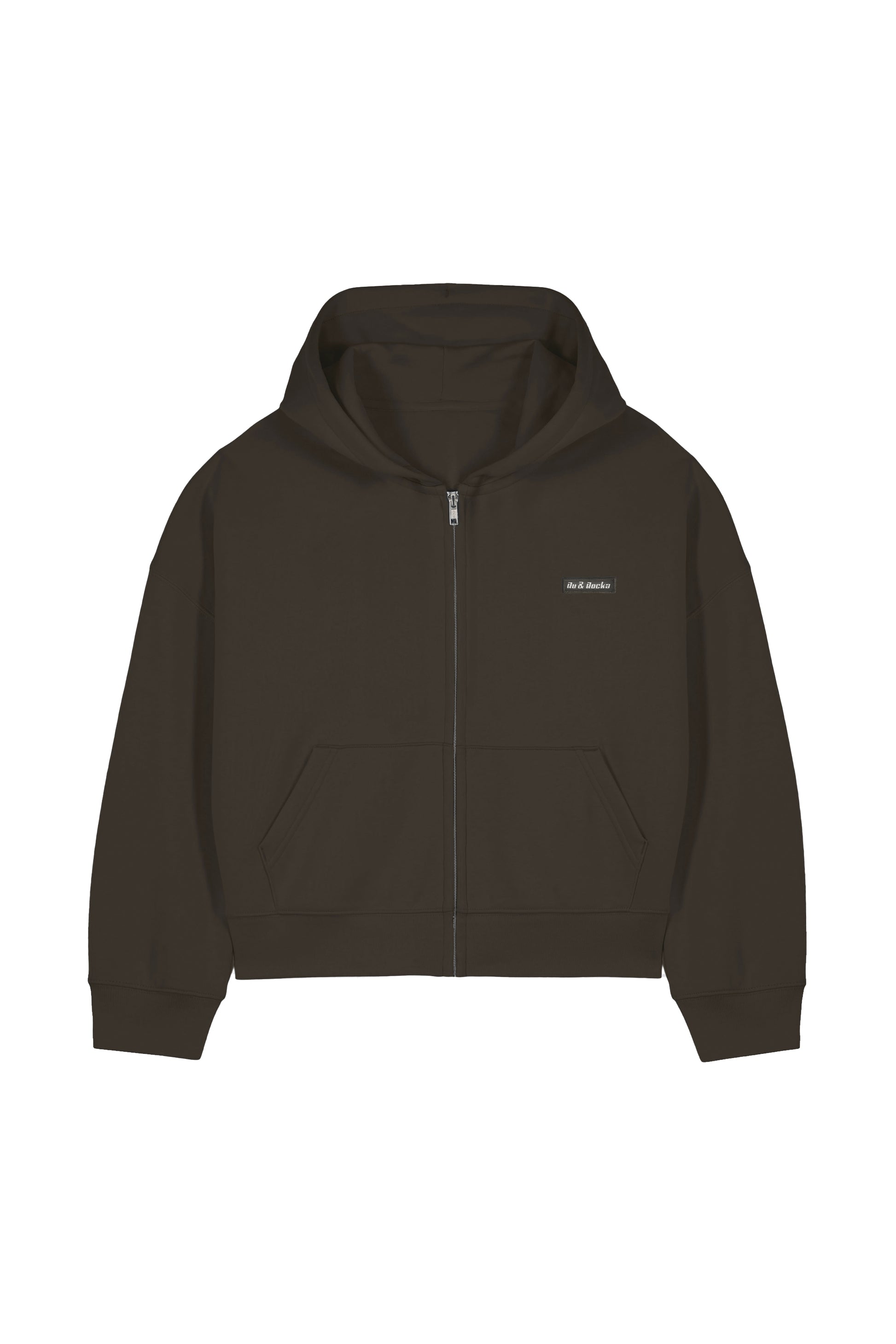 Saddle Brown Cropped Zip Hoodie