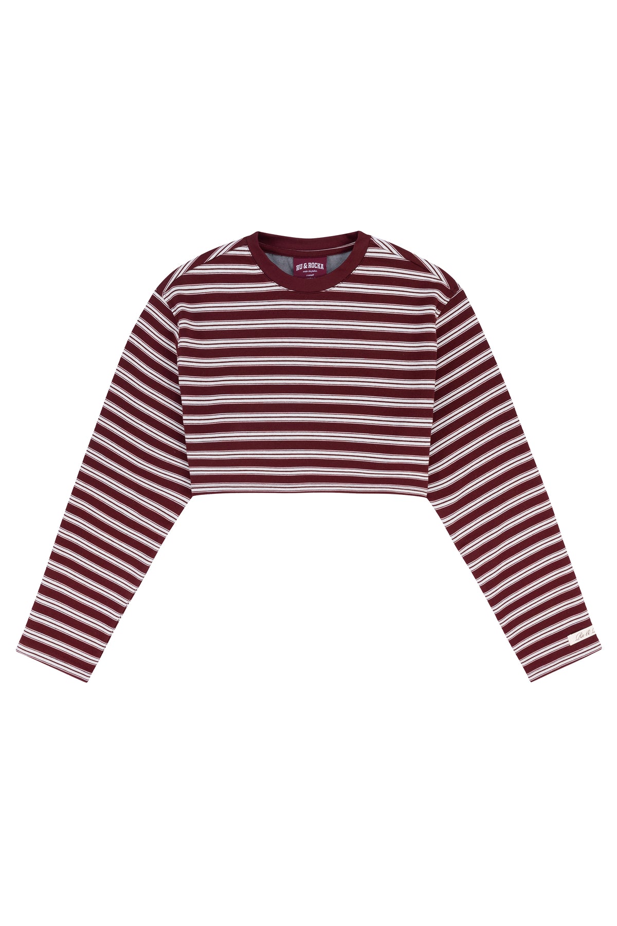cropped burgundy striped tee