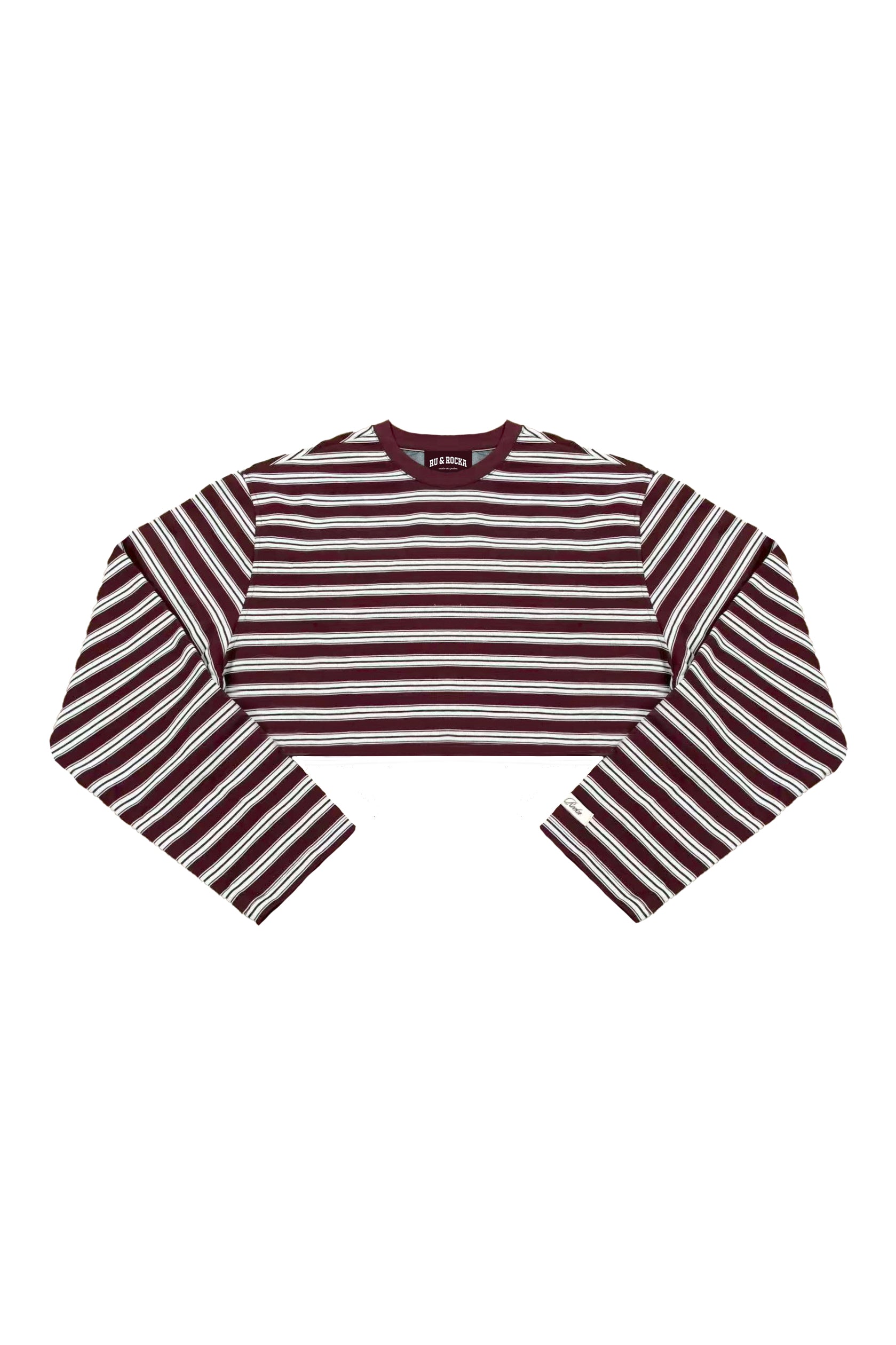 Cropped Burgundy Striped Tee