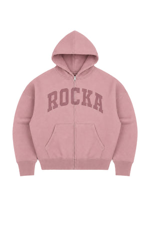 dusk pink varsity zip hoodie