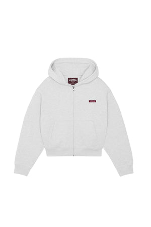 Grey Core Cropped Zip Hoodie