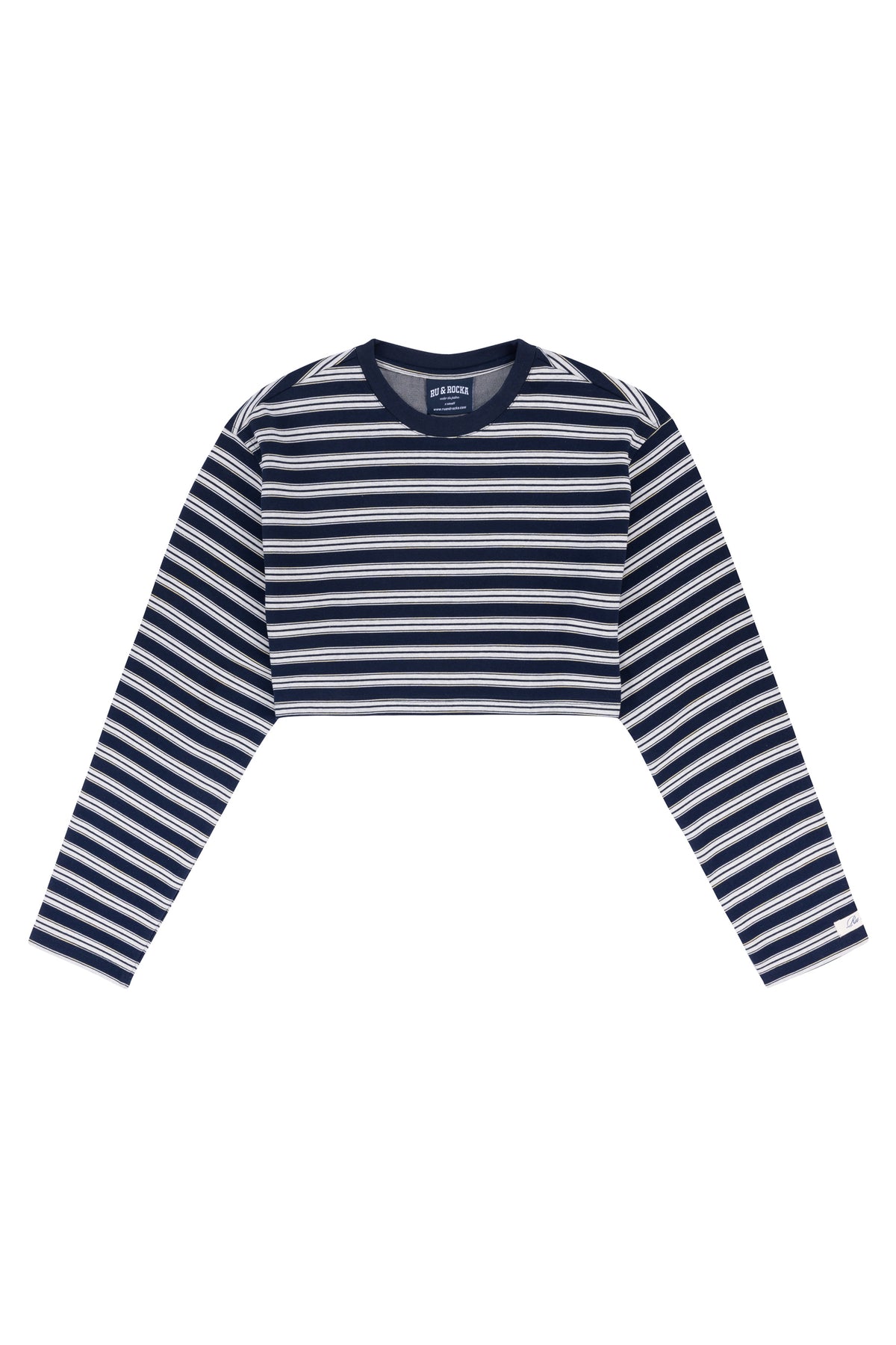 cropped navy striped tee