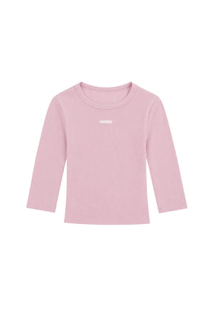 pink crop sleeve ribbed top