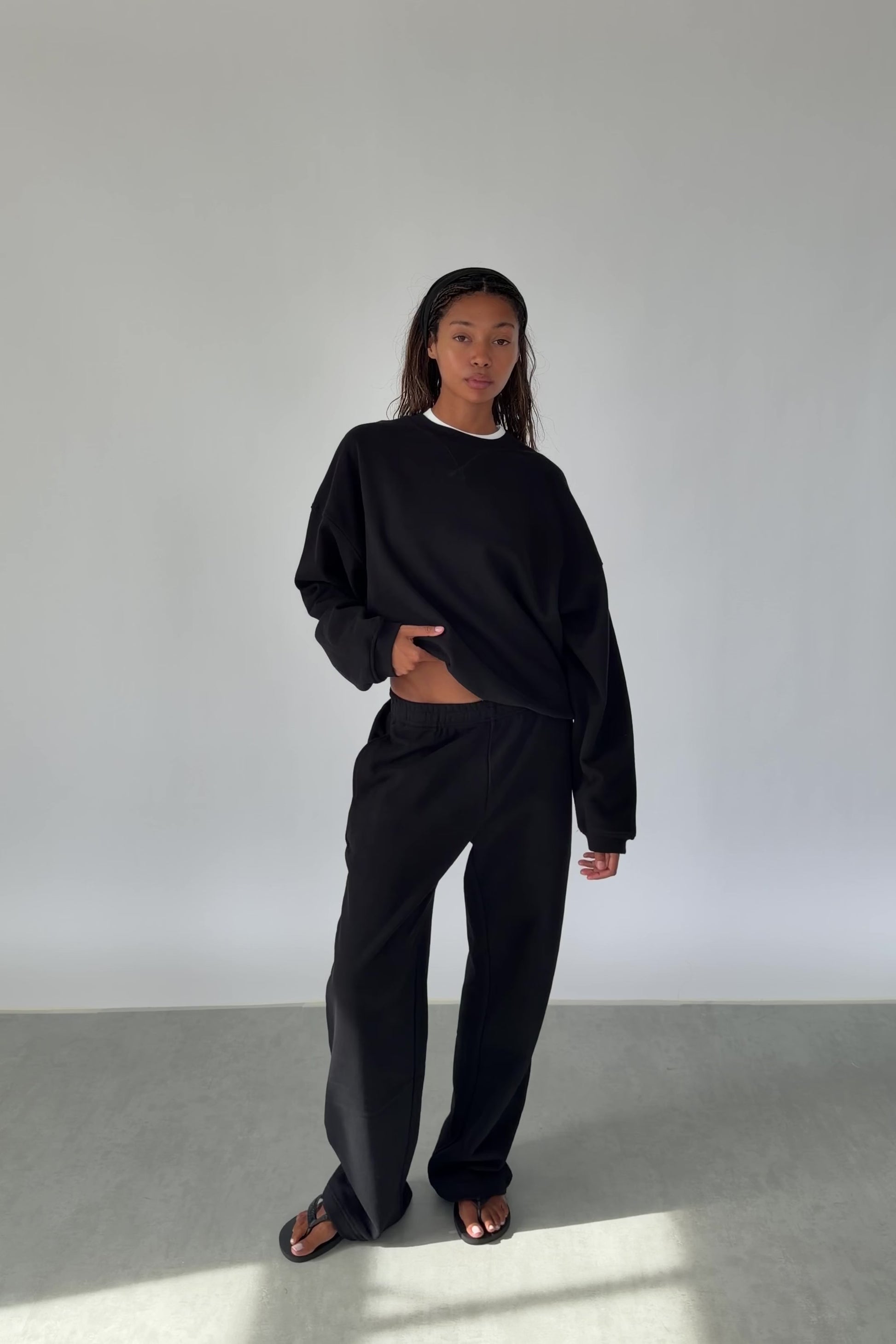Black Travel Straight Leg Joggers