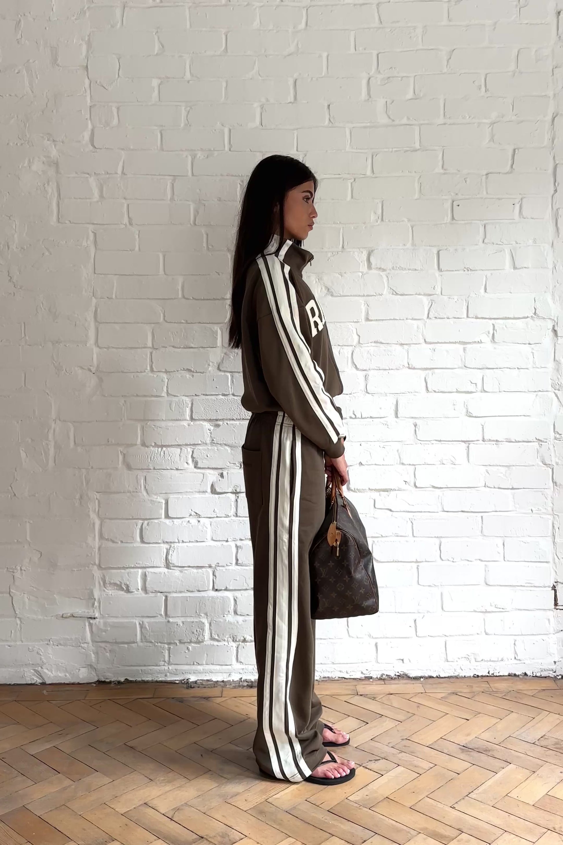 City Stripes Brown Straight Leg Joggers