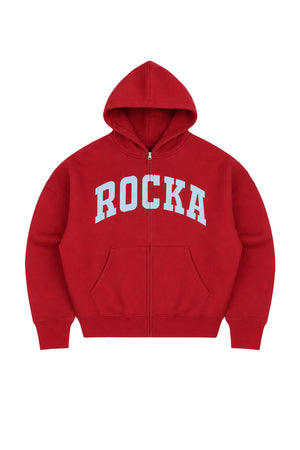 Cherry Red Varsity Zip Hoodie