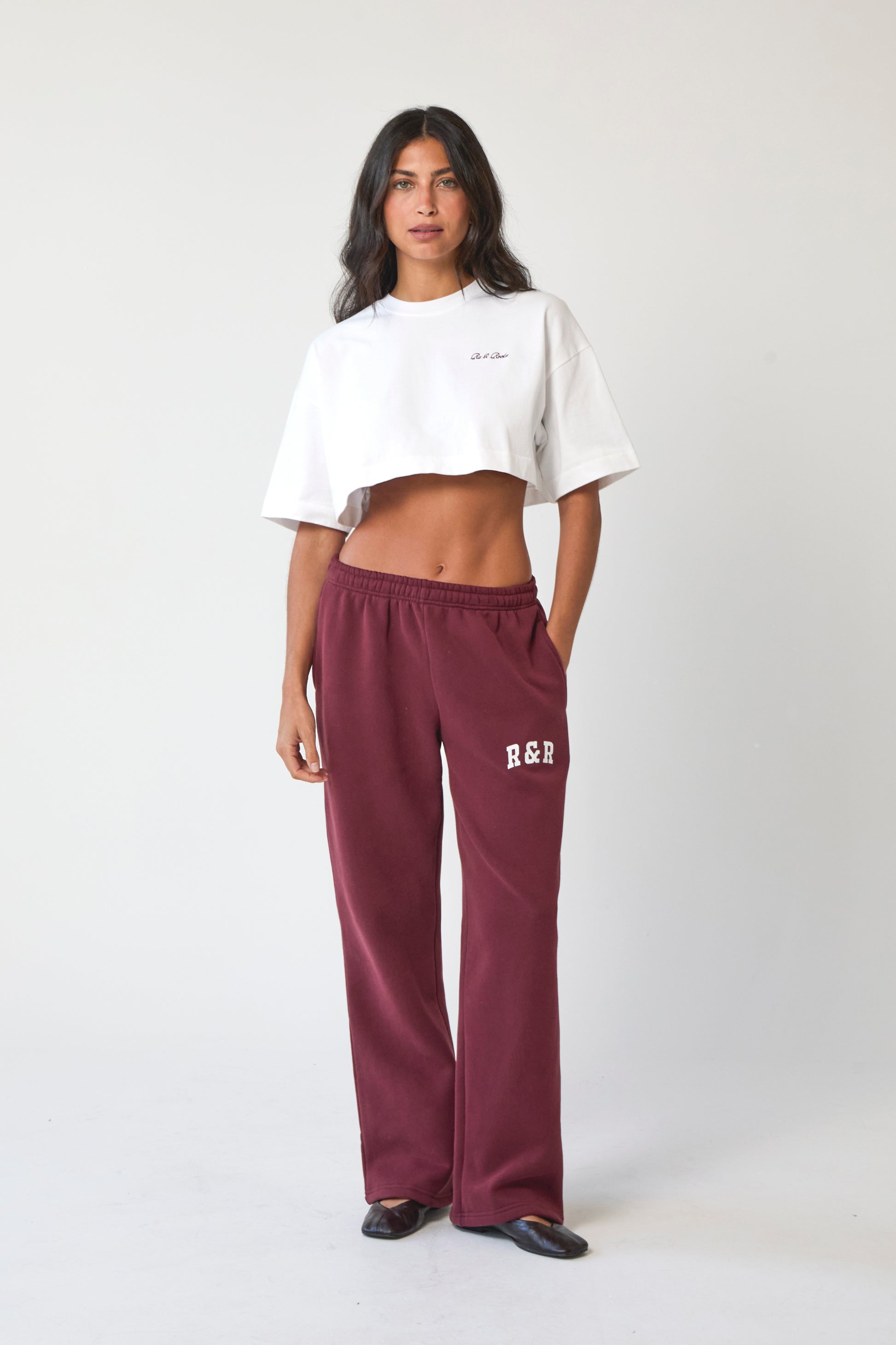 Burgundy Varsity Straight Leg Joggers