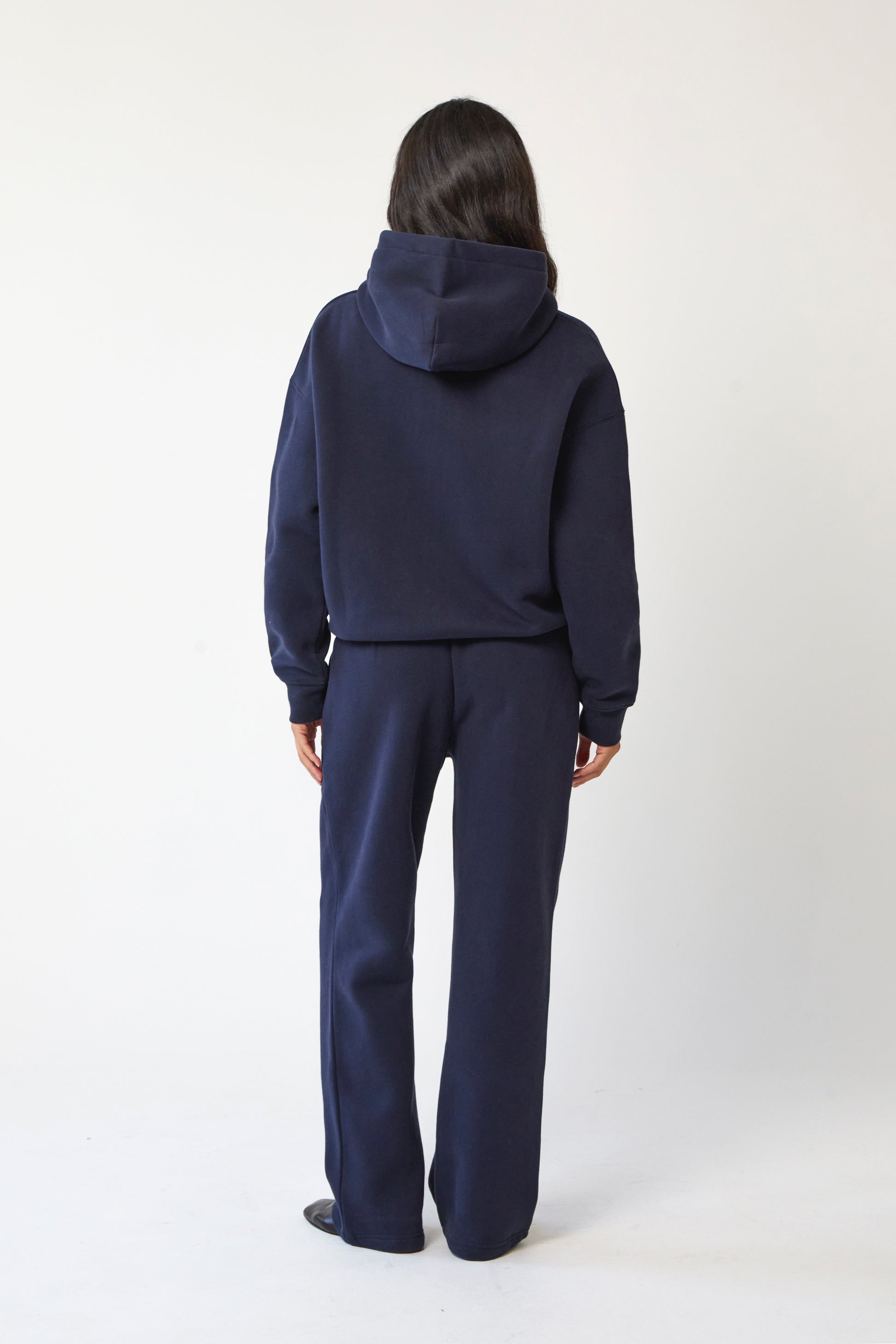 Navy Varsity Oversized Zip Hoodie