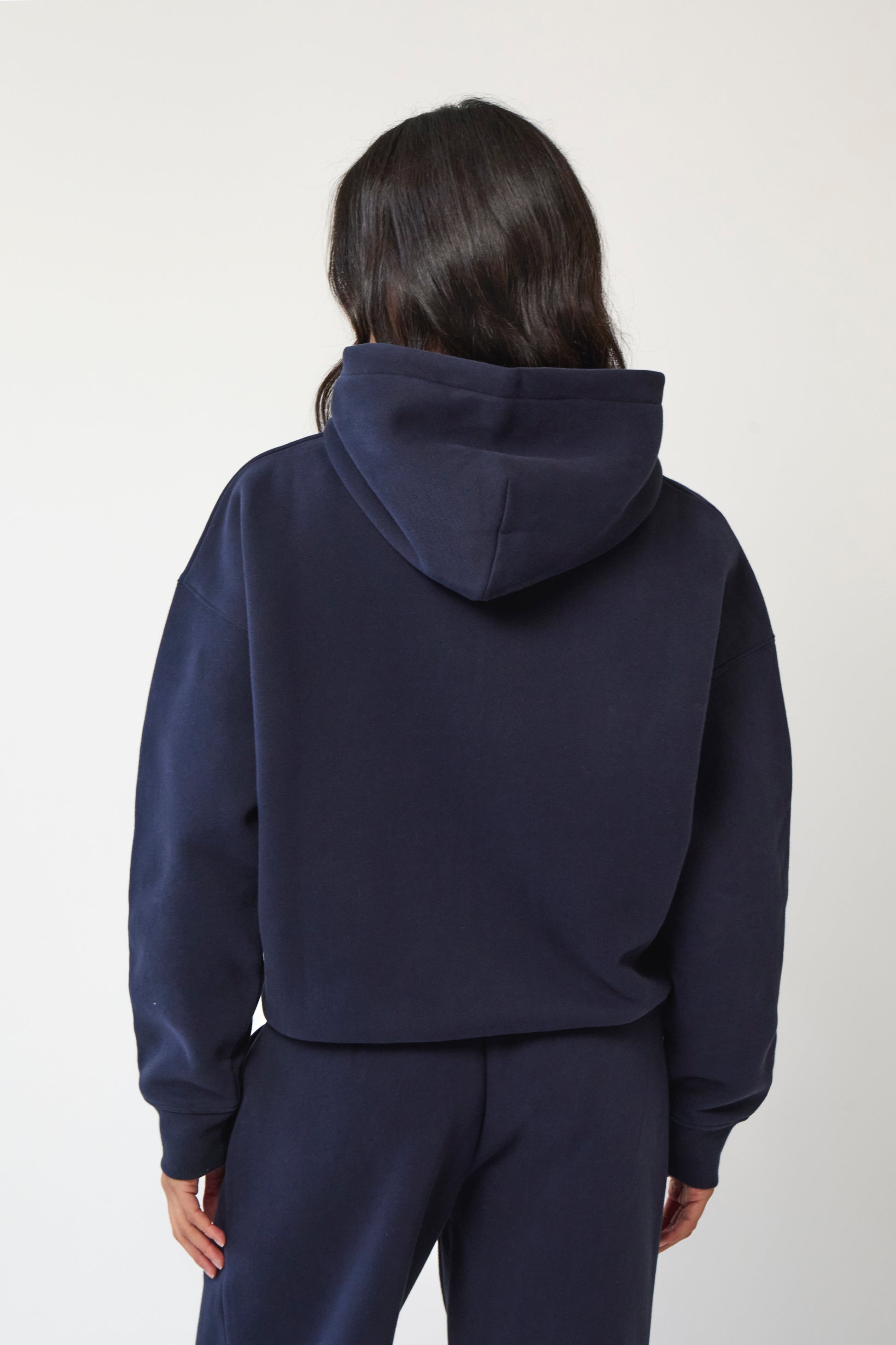 Navy Varsity Oversized Zip Hoodie