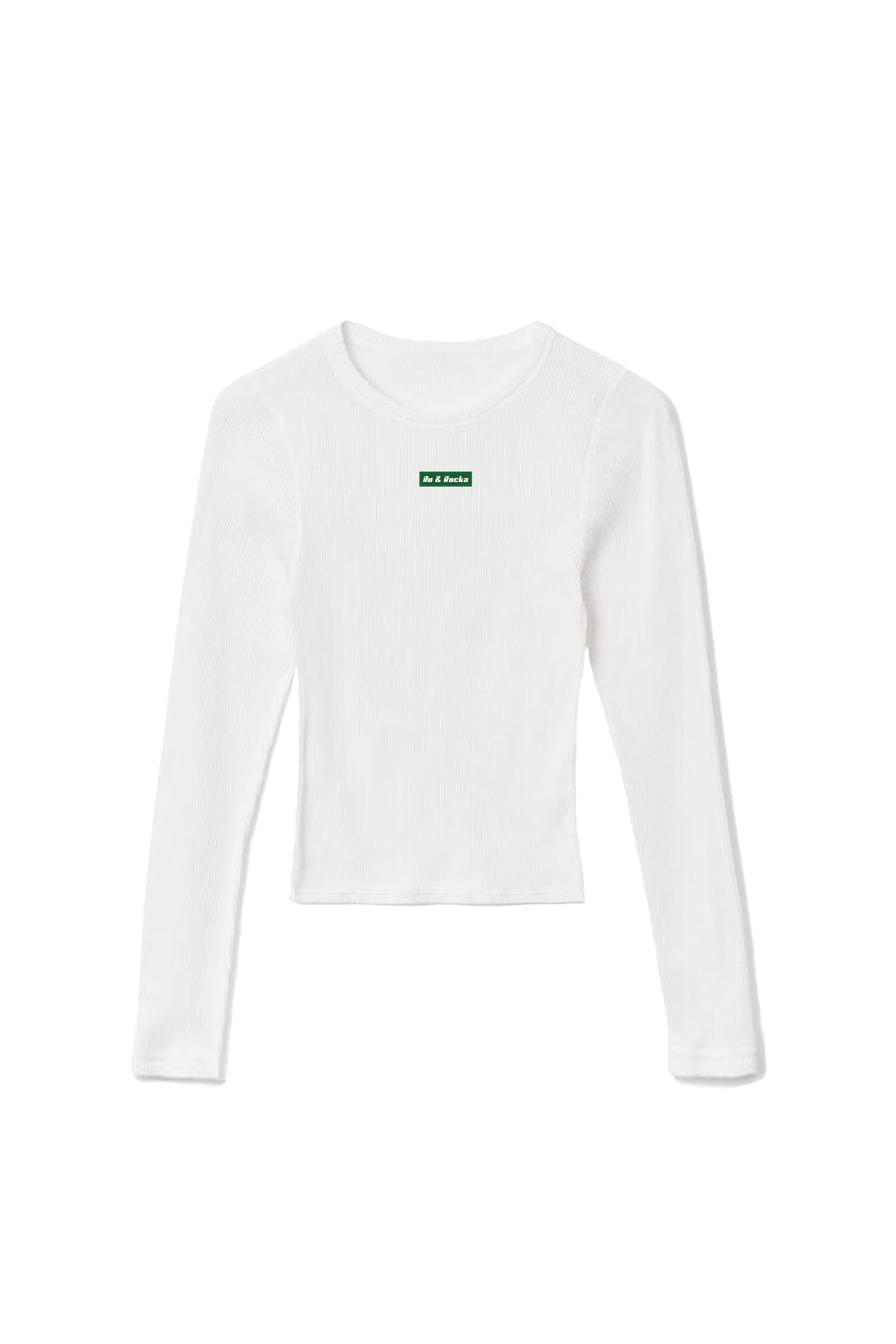 White Long Sleeve Ribbed Cotton Top